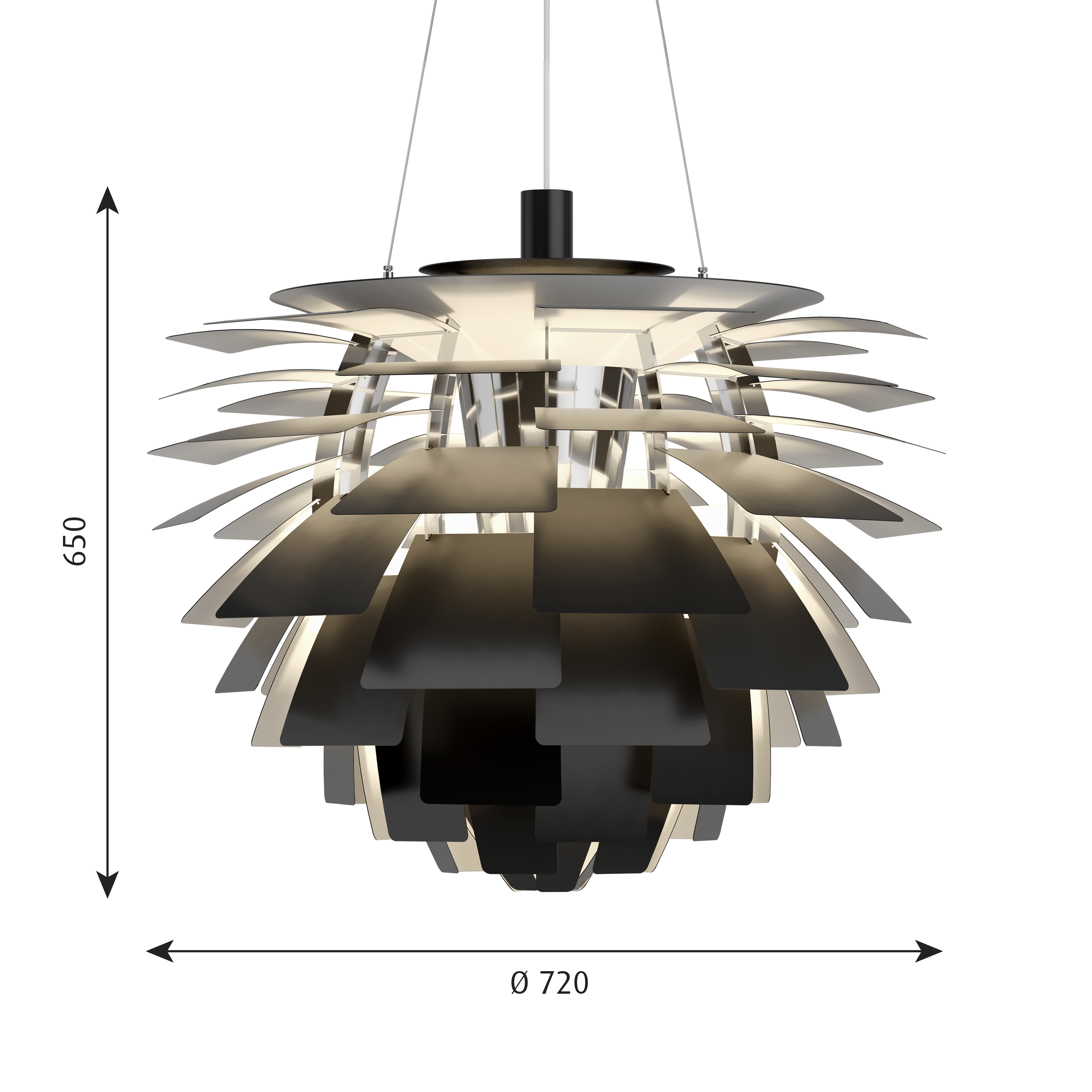 Louis Poulsen Pendelleuchte PH Artichoke Ø720 Schwarz