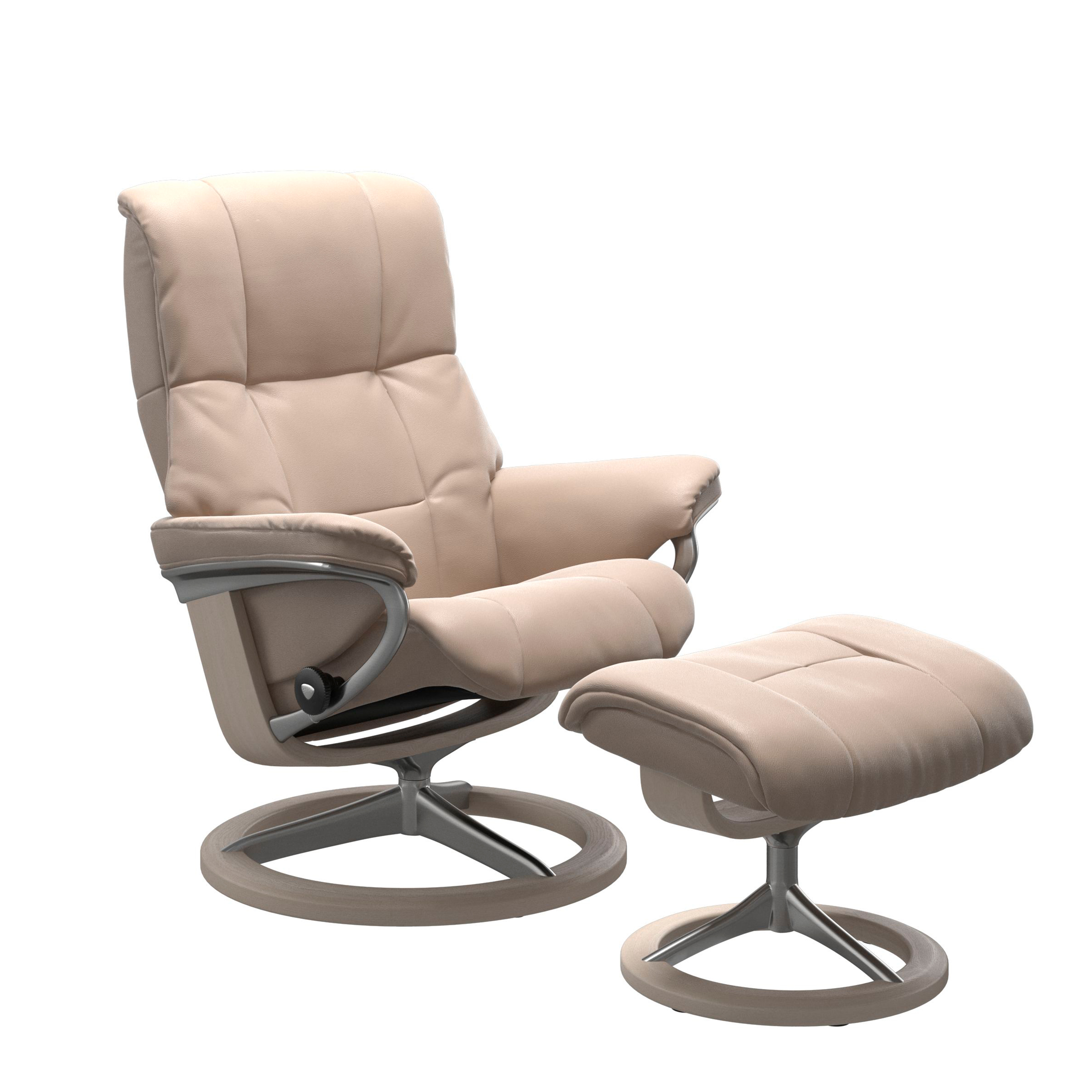 Stressless Mayfair Signature Sessel mit Hocker M Leder Cori Vanilla Whitewash Chrom