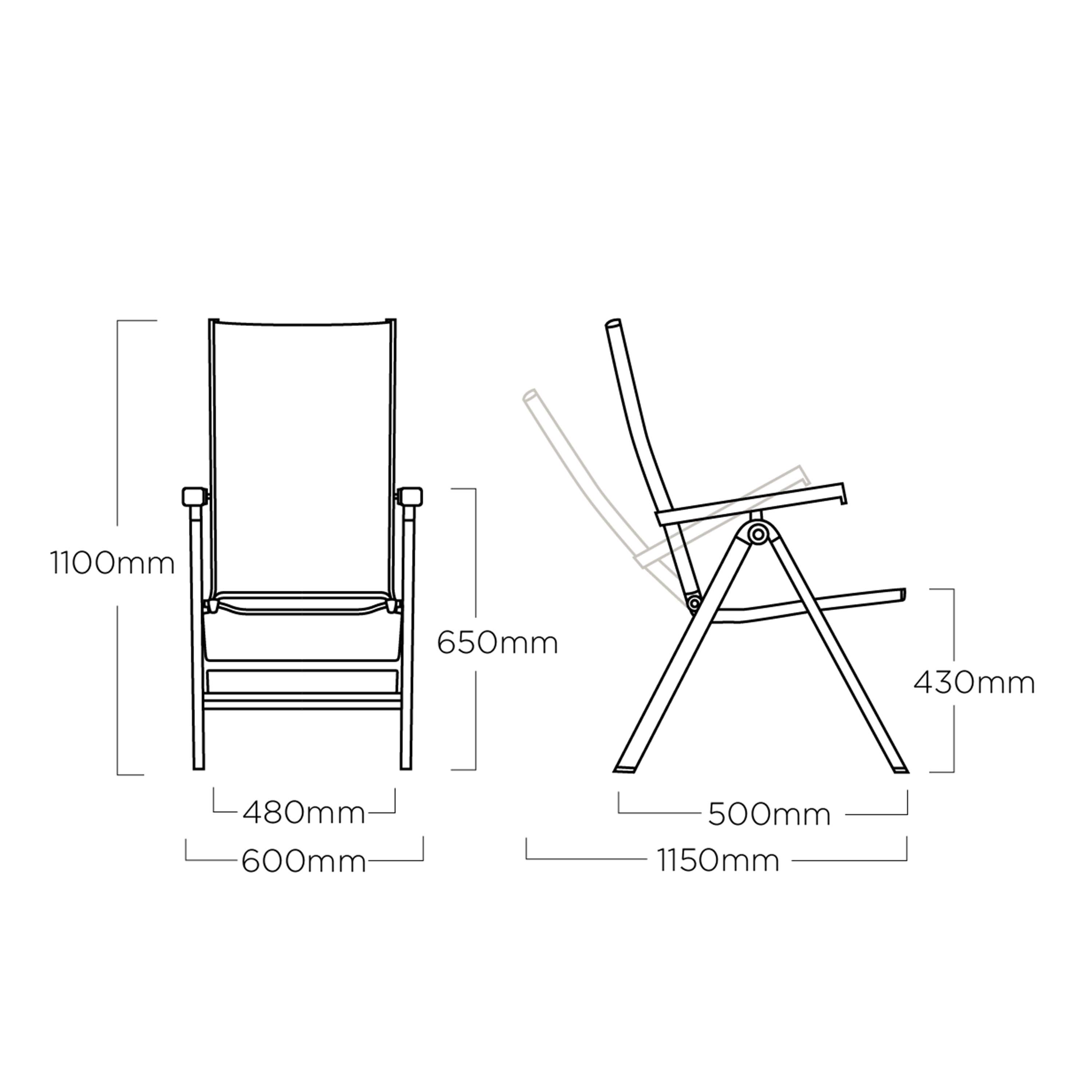 Kettler Gartensessel Diamond Multipositionssessel Armlehne Teak Silber/Hellgrau