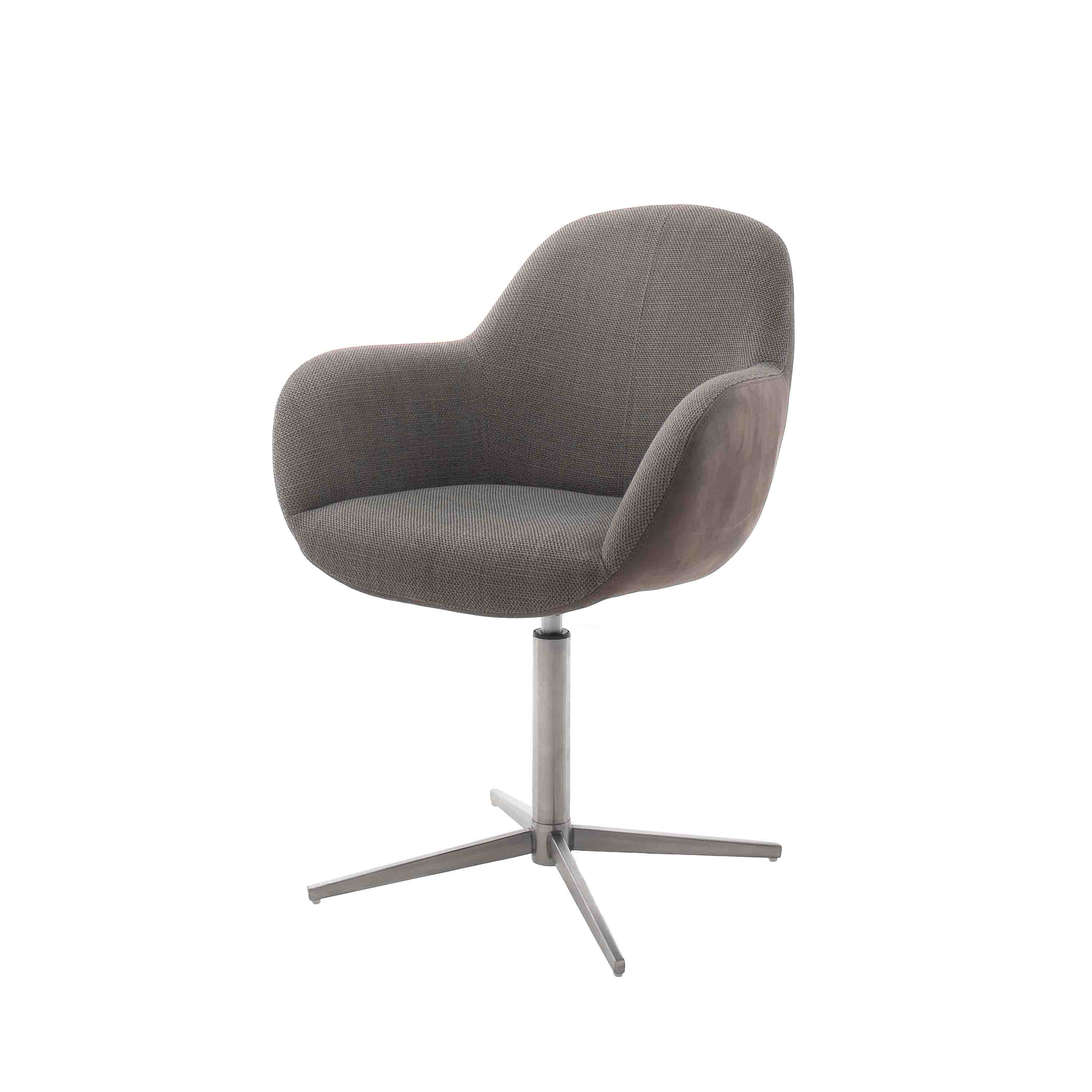 MCA Furniture Kreuzfußstuhl Melrose 2er-Set mit Armlehne Cappuccino/Edelstahl