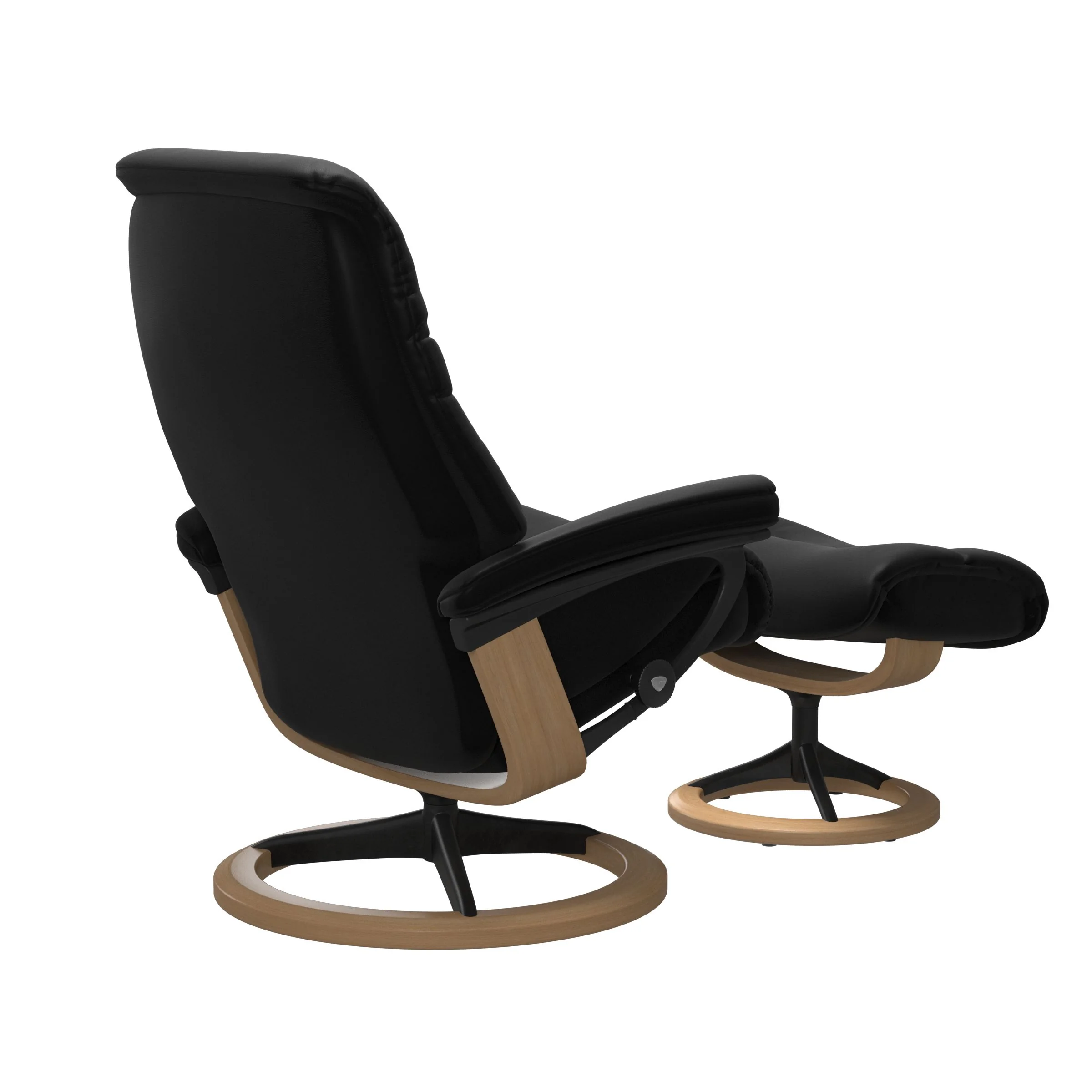 Stressless Sunrise Signature Sessel mit Hocker M Leder Batick Black Eiche Mattschwarz