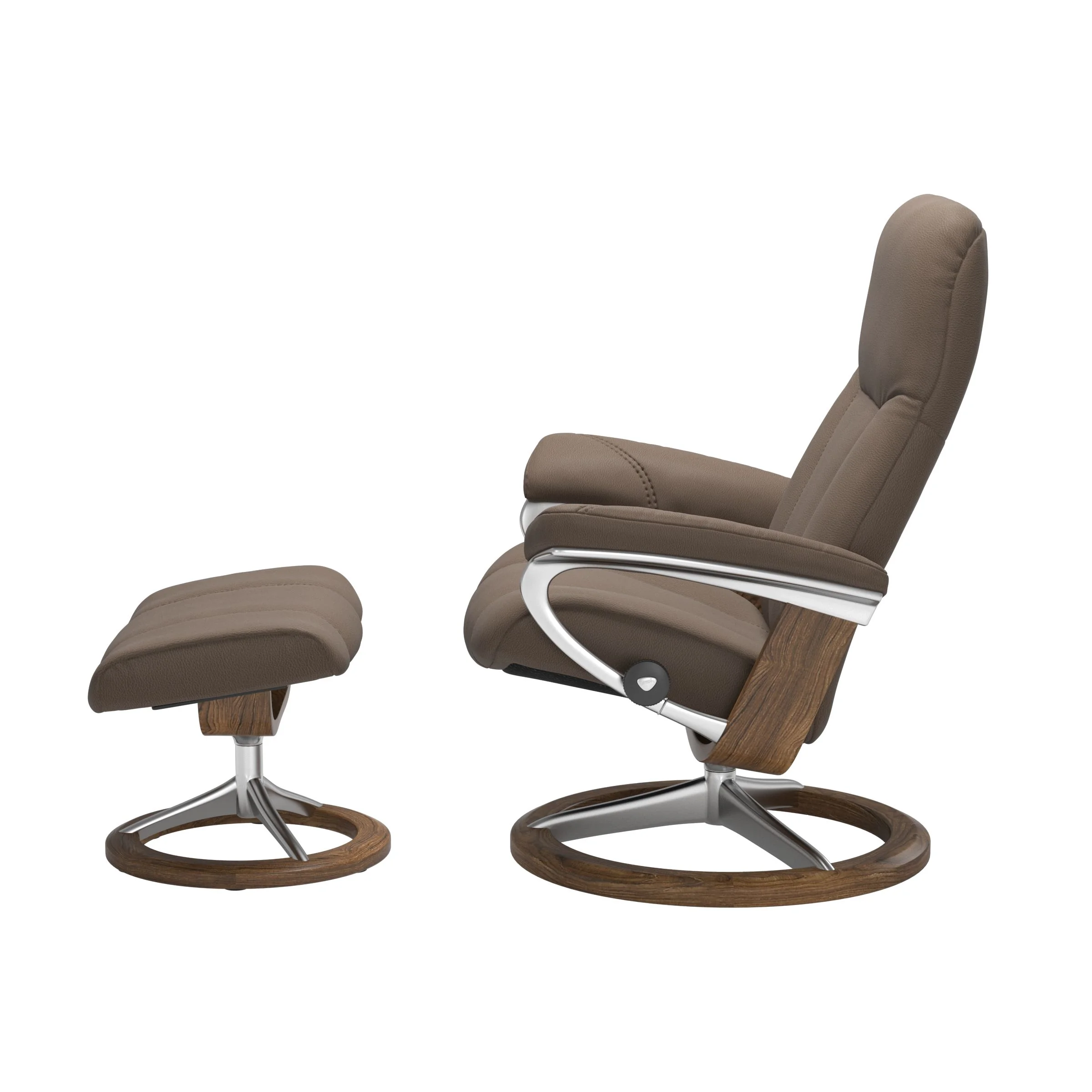 Stressless Consul Signature Sessel mit Hocker M Leder Batick Mole Teak Chrom