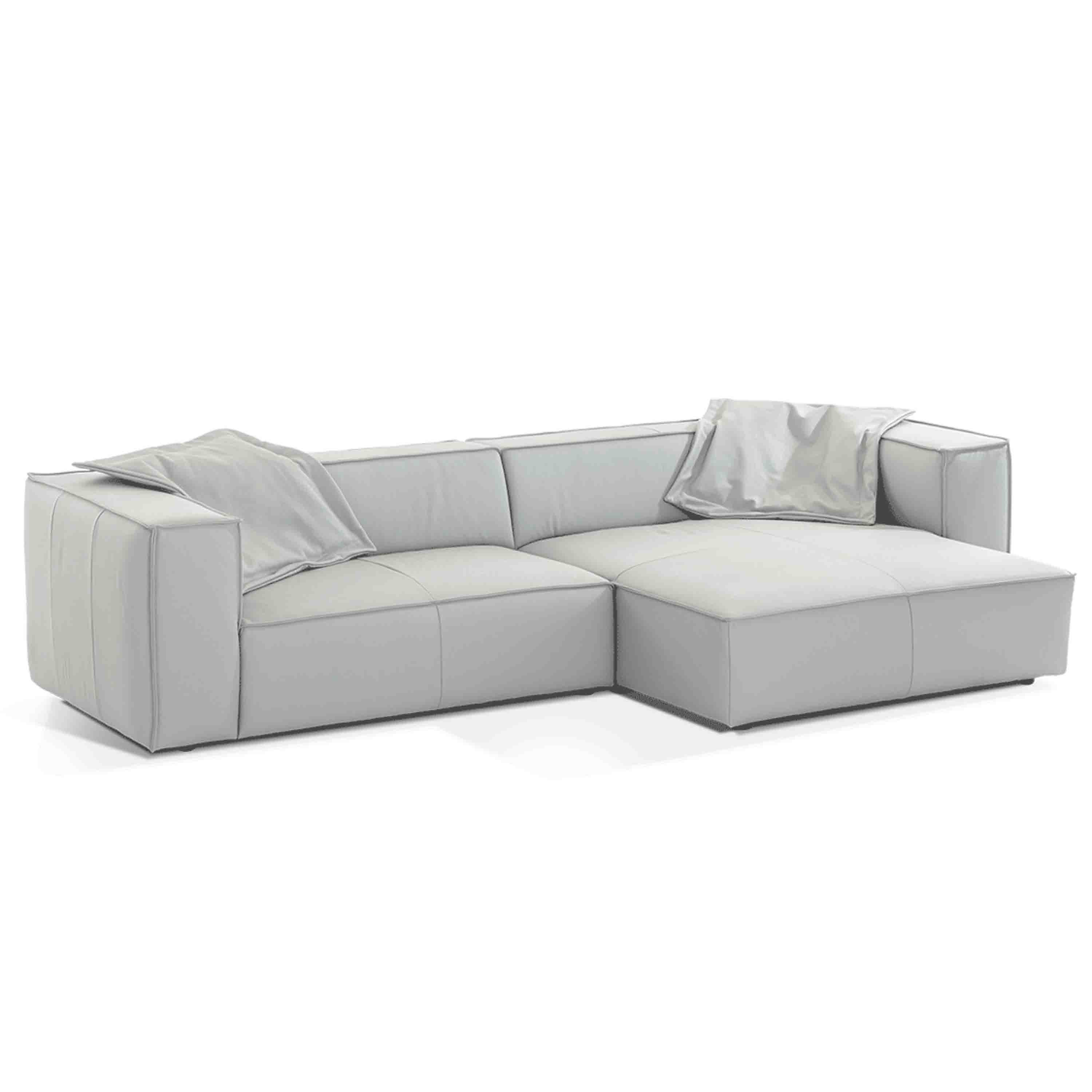 Willi Schillig Sofa 3-Sitzer Around The Block Longchair Rechts Eisgrau
