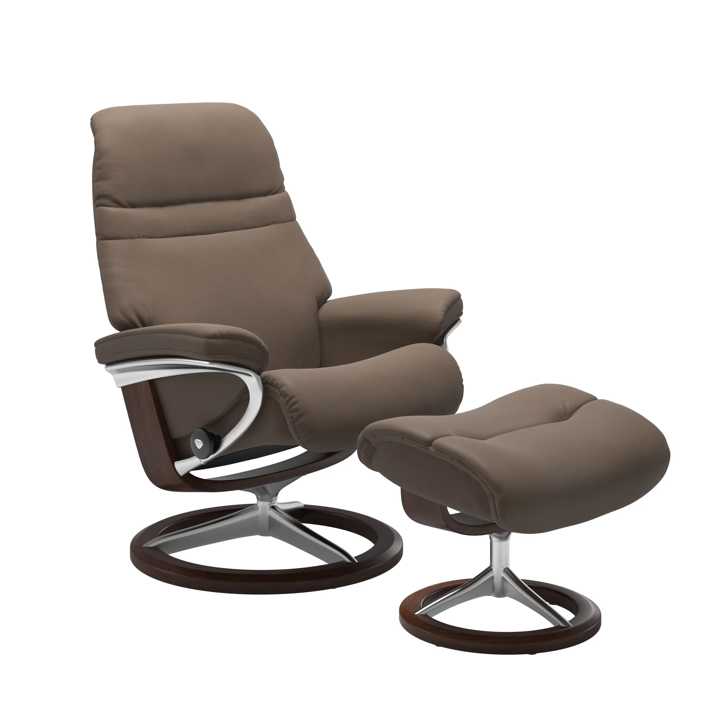 Stressless Sunrise Signature Sessel mit Hocker M Leder Batick Mole Braun Chrom