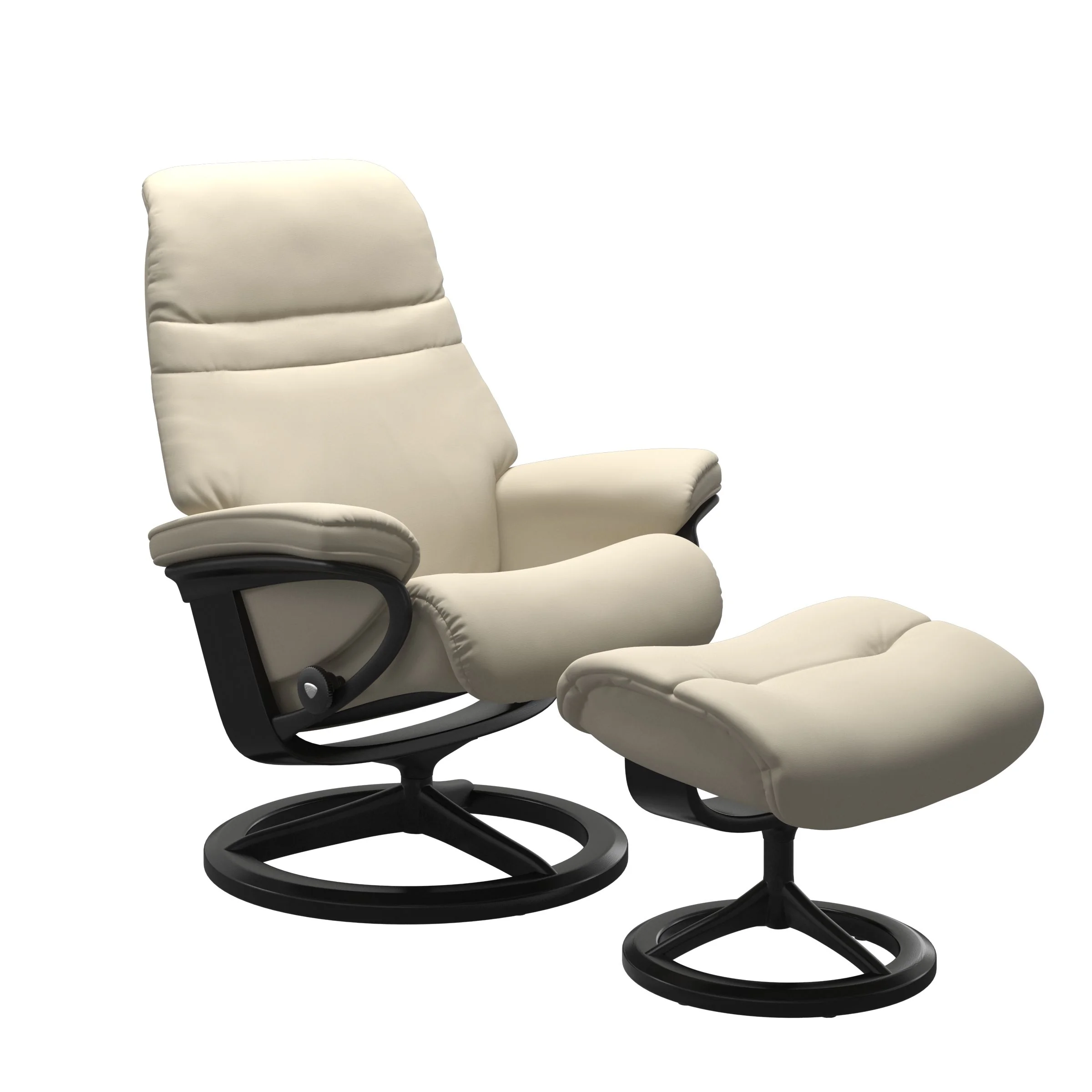 Stressless Sunrise Signature Sessel mit Hocker M Leder Batick Cream Schwarz Mattschwarz