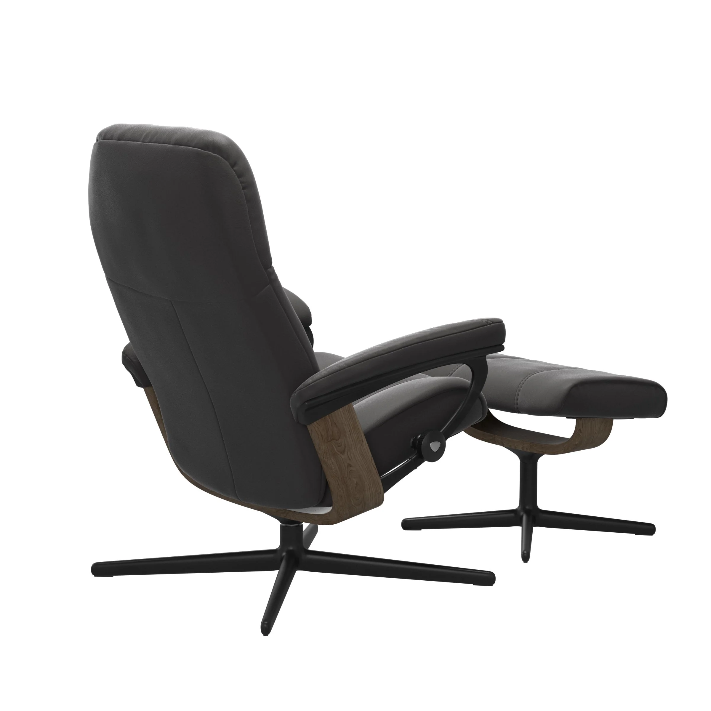 Stressless Consul Cross Sessel mit Hocker M Leder Paloma Rock Mattschwarz