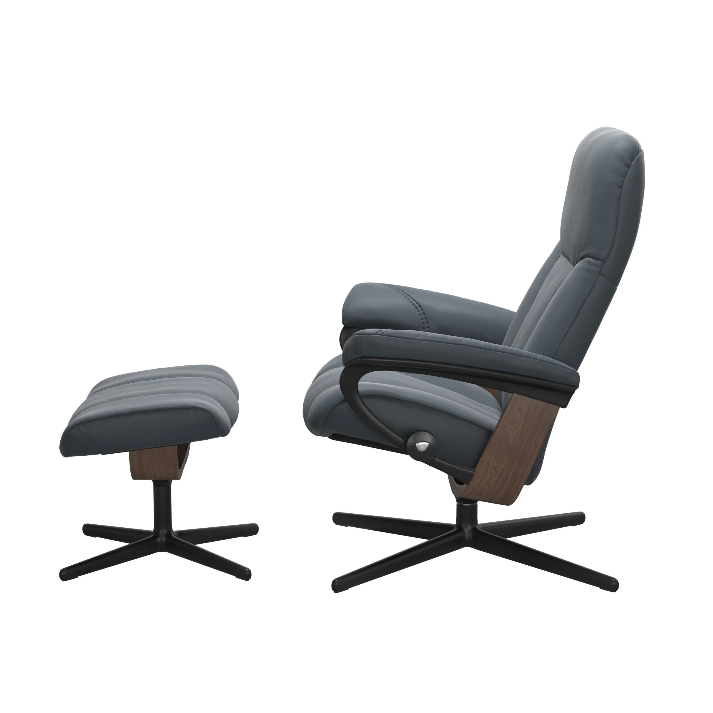 Stressless Consul Cross Sessel mit Hocker M Leder Batick Walnuss Mattschwarz