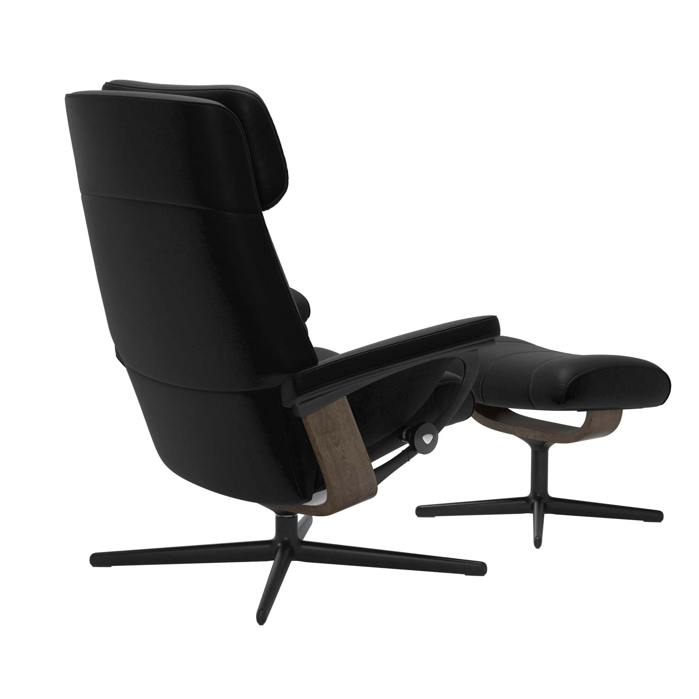 Stressless Paul Cross Sessel mit Hocker M Leder Batick Black Mattschwarz