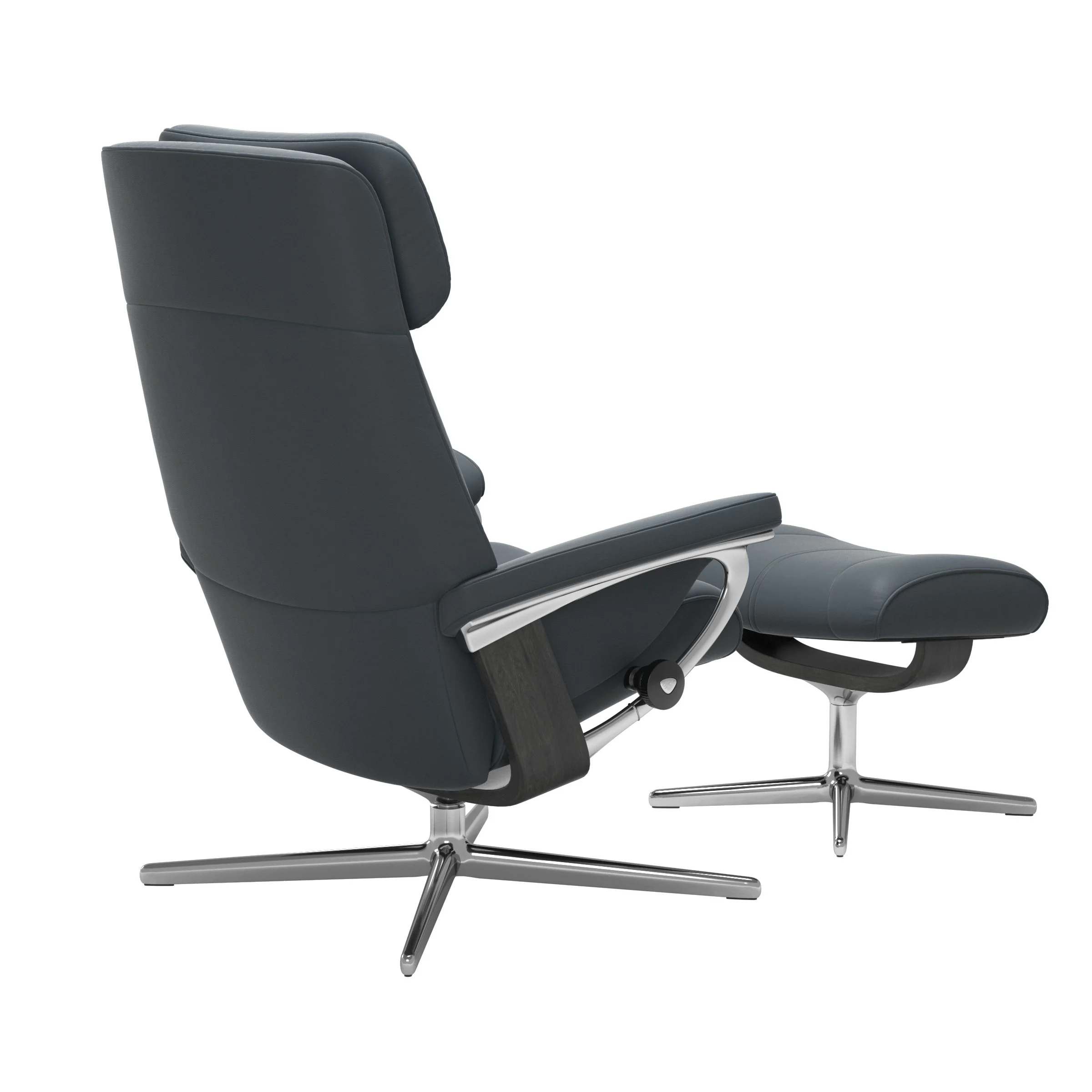 Stressless Paul Cross Sessel mit Hocker M Leder Batick Grau Chrom