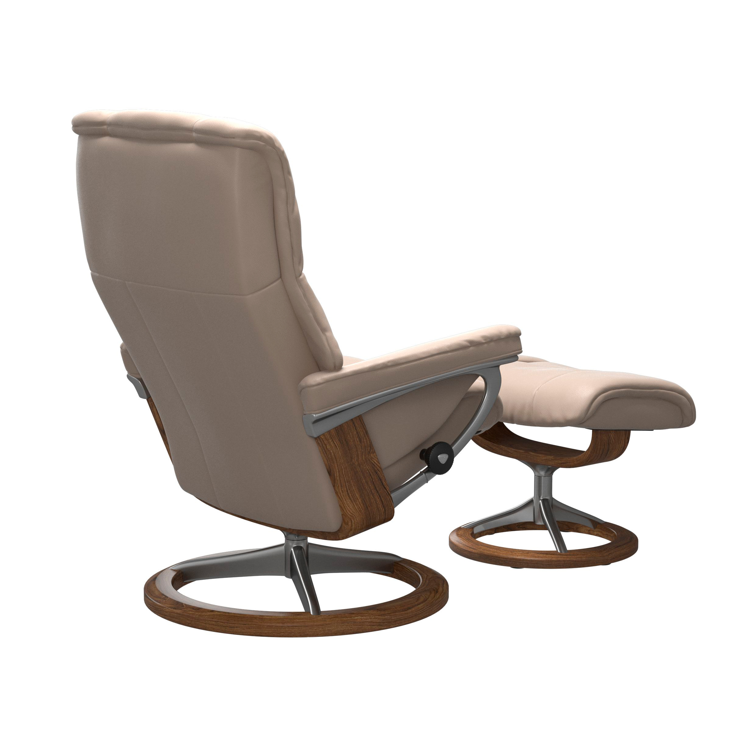 Stressless Mayfair Signature Sessel mit Hocker M Leder Cori Vanilla Teak Chrom