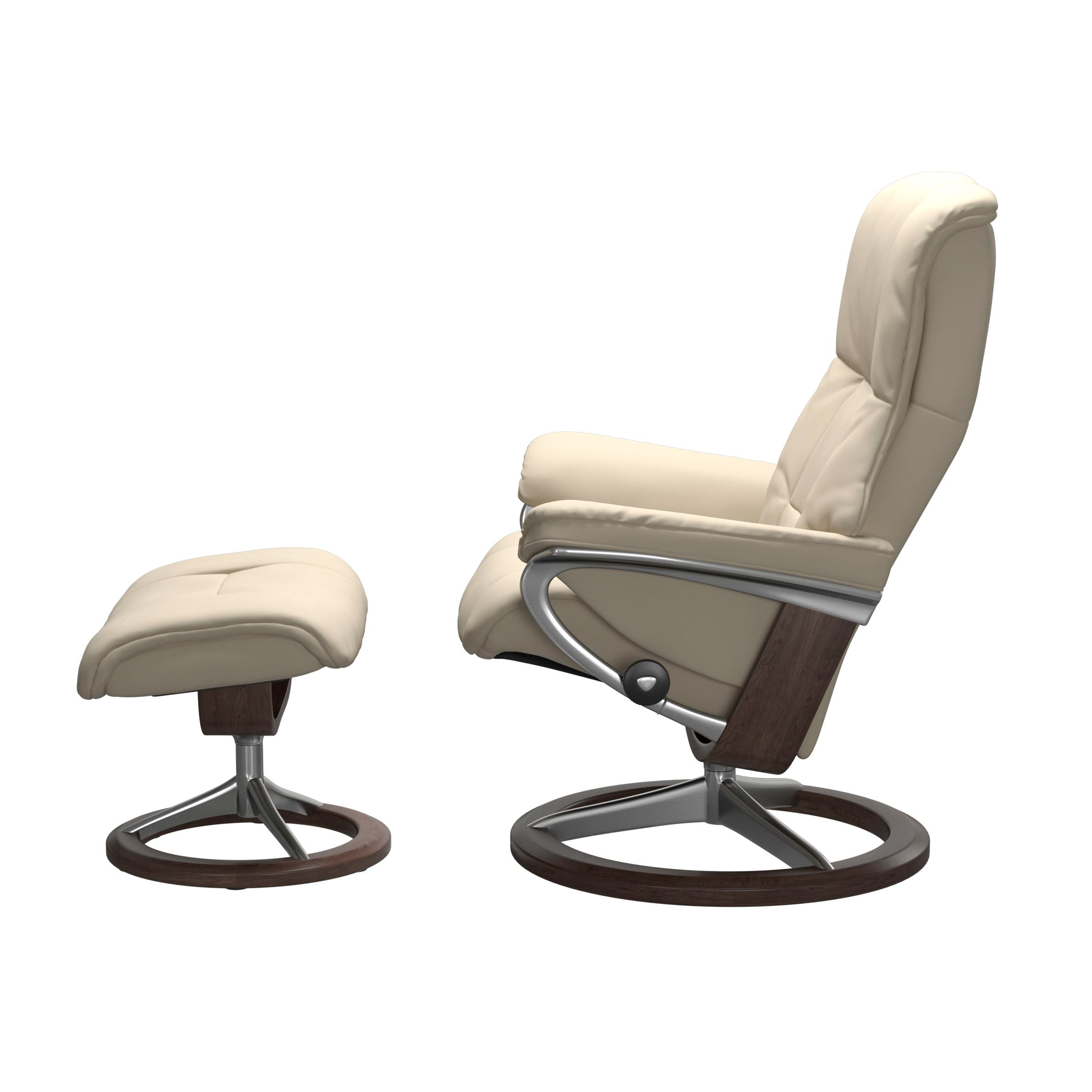 Stressless Mayfair Signature Sessel mit Hocker M Leder Batick Cream Wenge Chrom