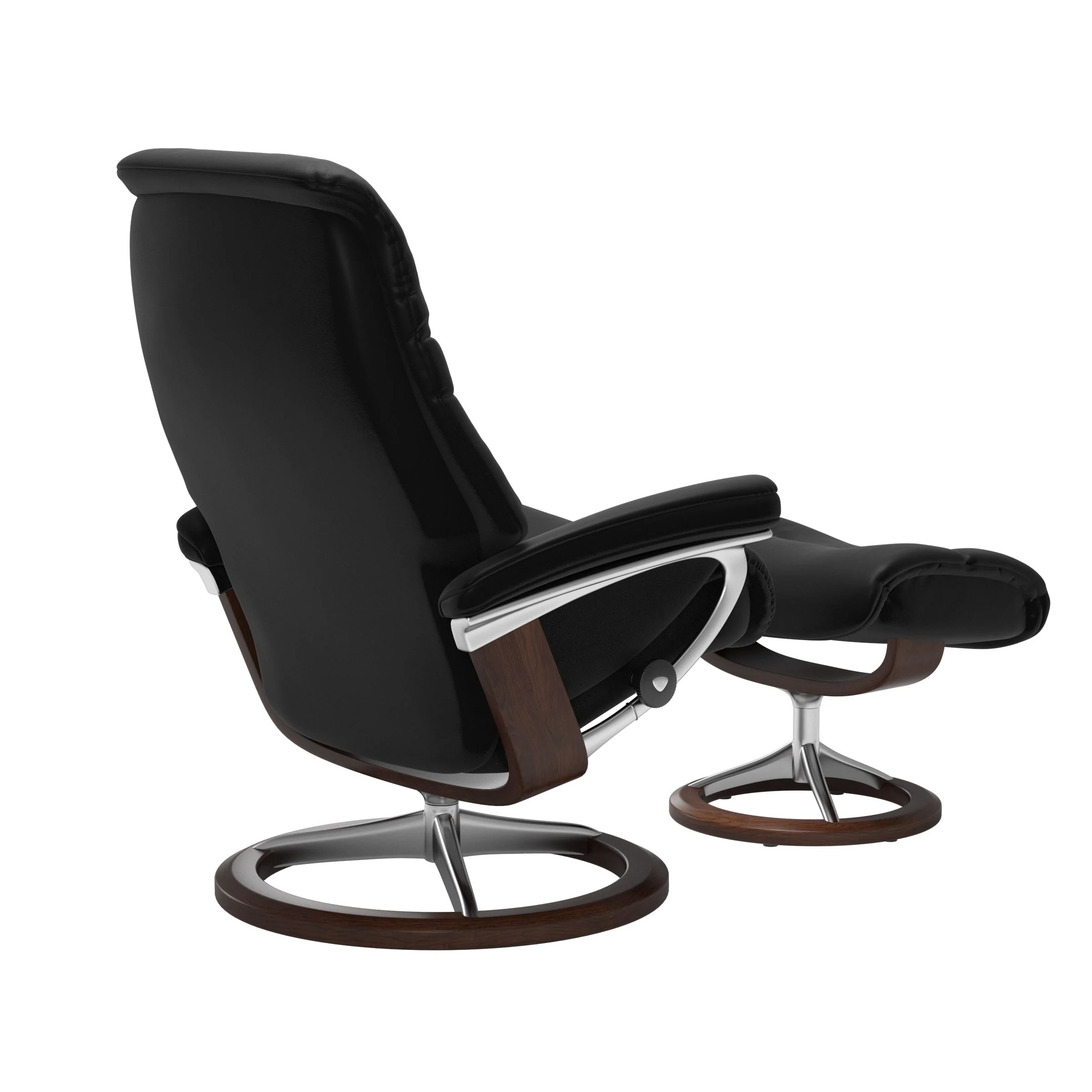Stressless Sunrise Signature Sessel mit Hocker M Leder Batick Black Braun Chrom