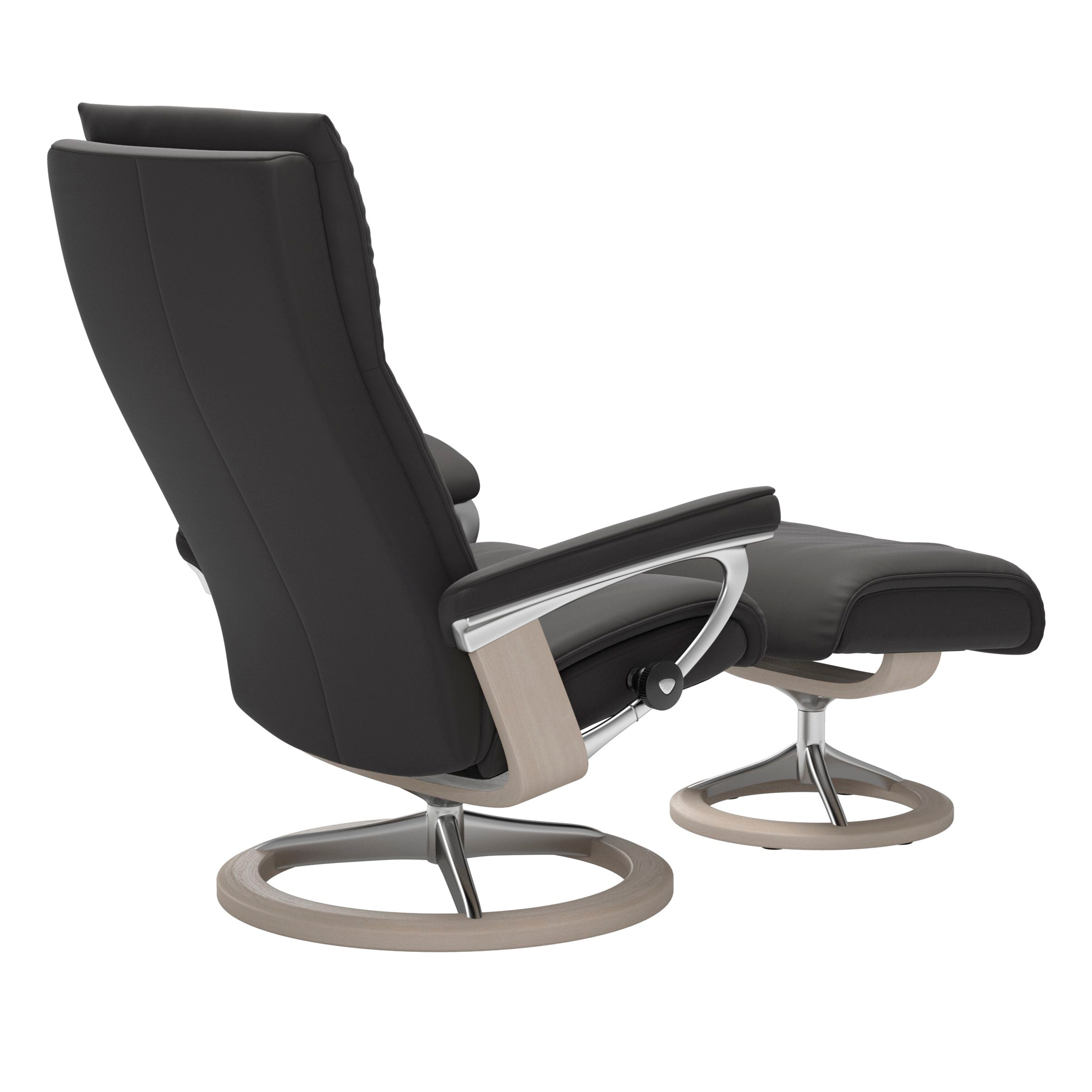Stressless Aura Signature Sessel mit Hocker M Leder Paloma Rock Whitewash Chrom