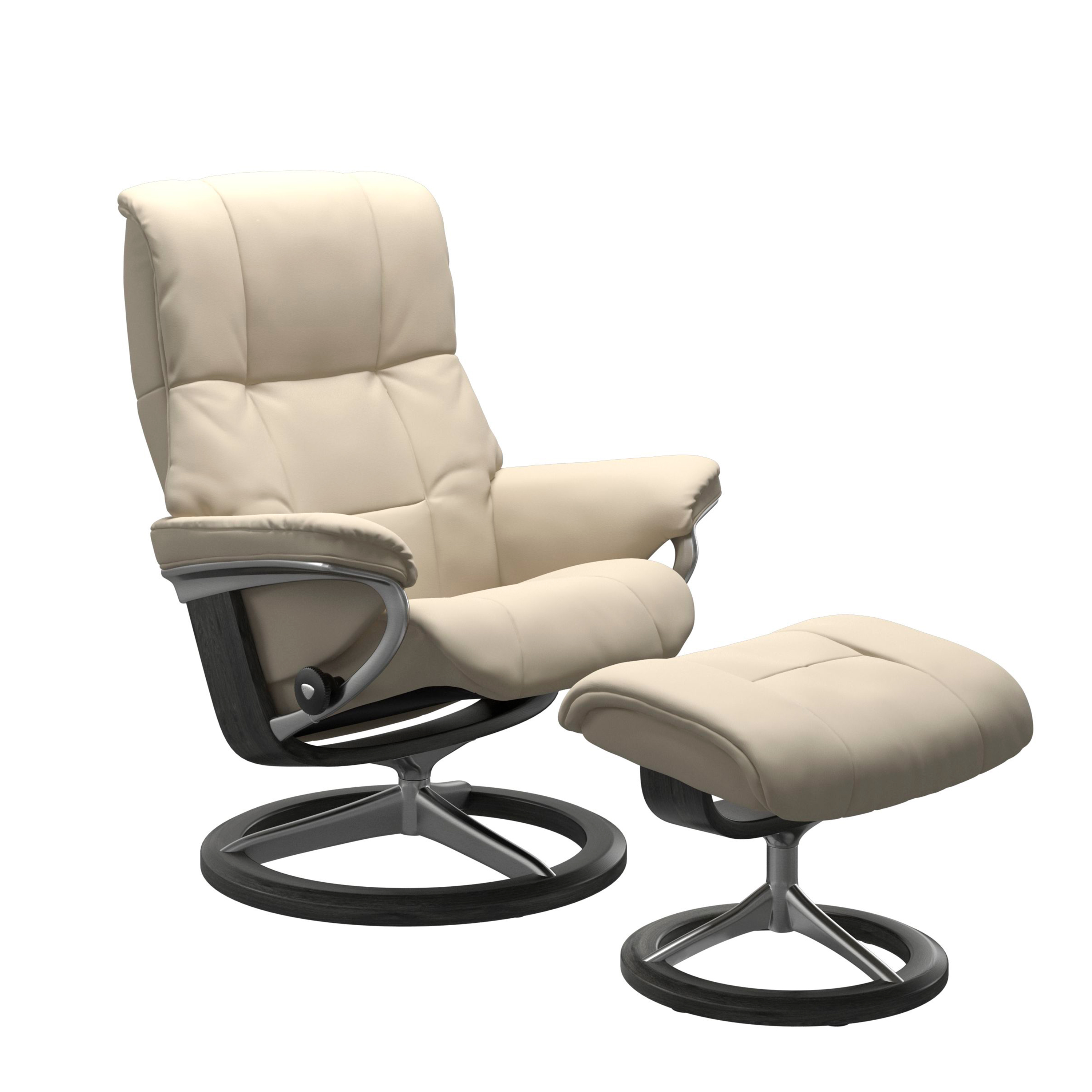 Stressless Mayfair Signature Sessel mit Hocker M Leder Batick Cream Grau Chrom