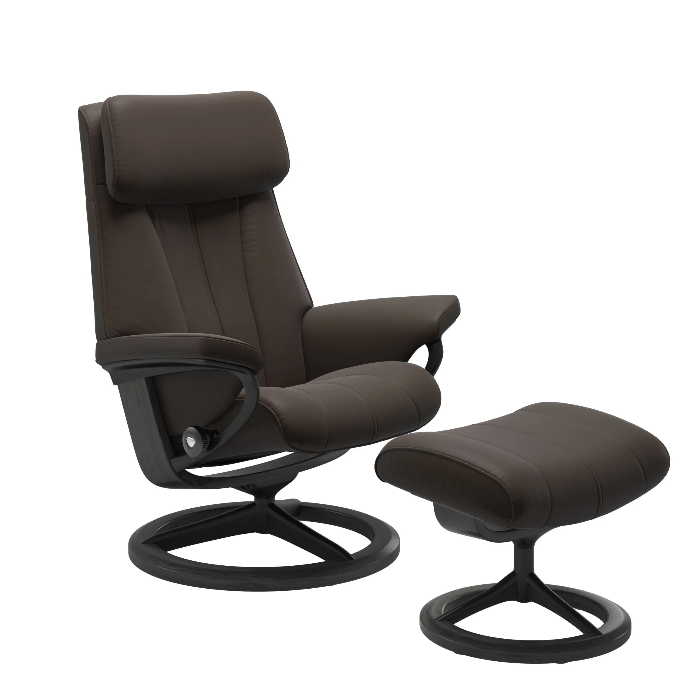 Stressless Paul Signature Sessel mit Hocker M Leder Batick Grau Mattschwarz