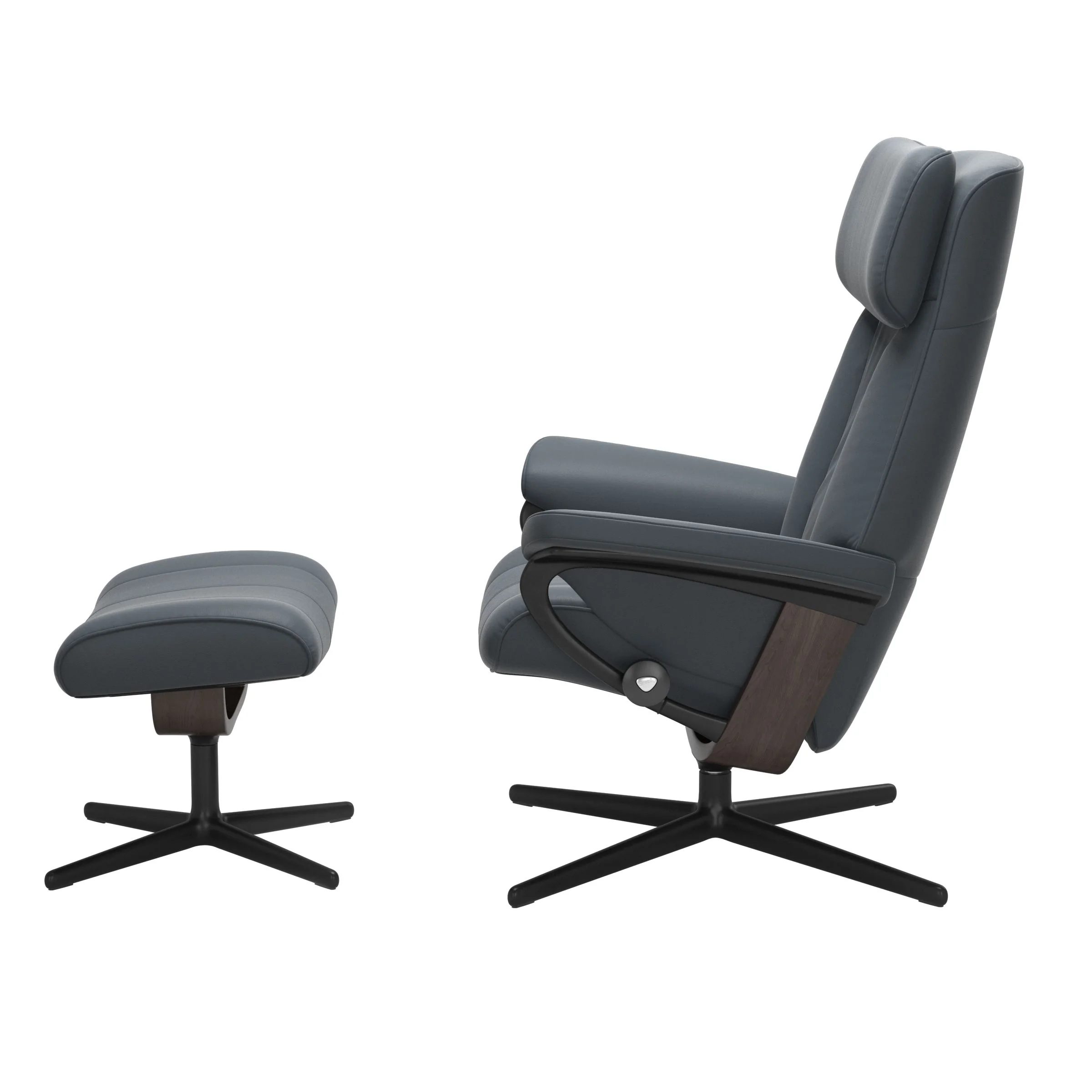 Stressless Paul Cross Sessel mit Hocker M Leder Batick Wenge Mattschwarz
