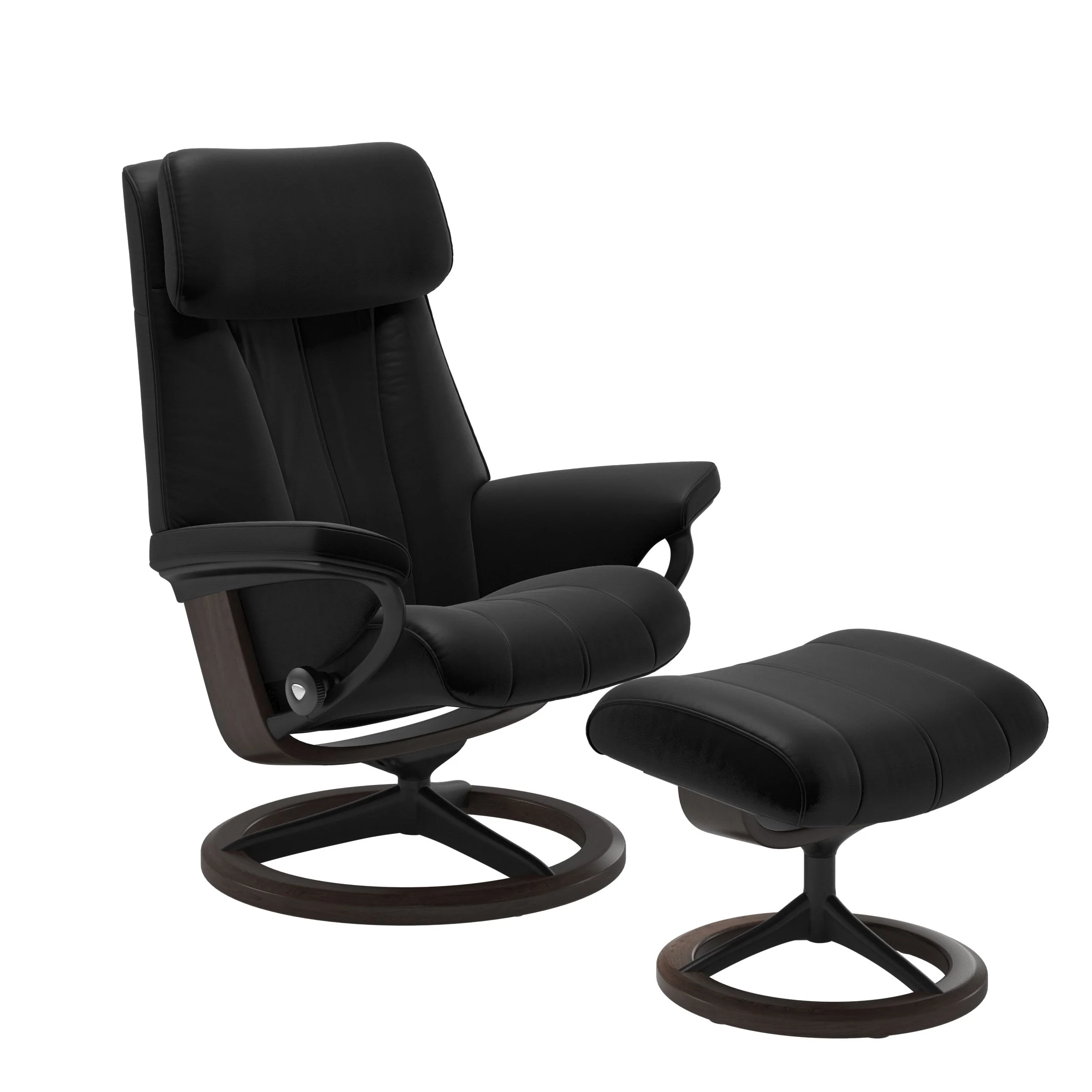 Stressless Paul Signature Sessel mit Hocker M Leder Batick Black Wenge Mattschwarz