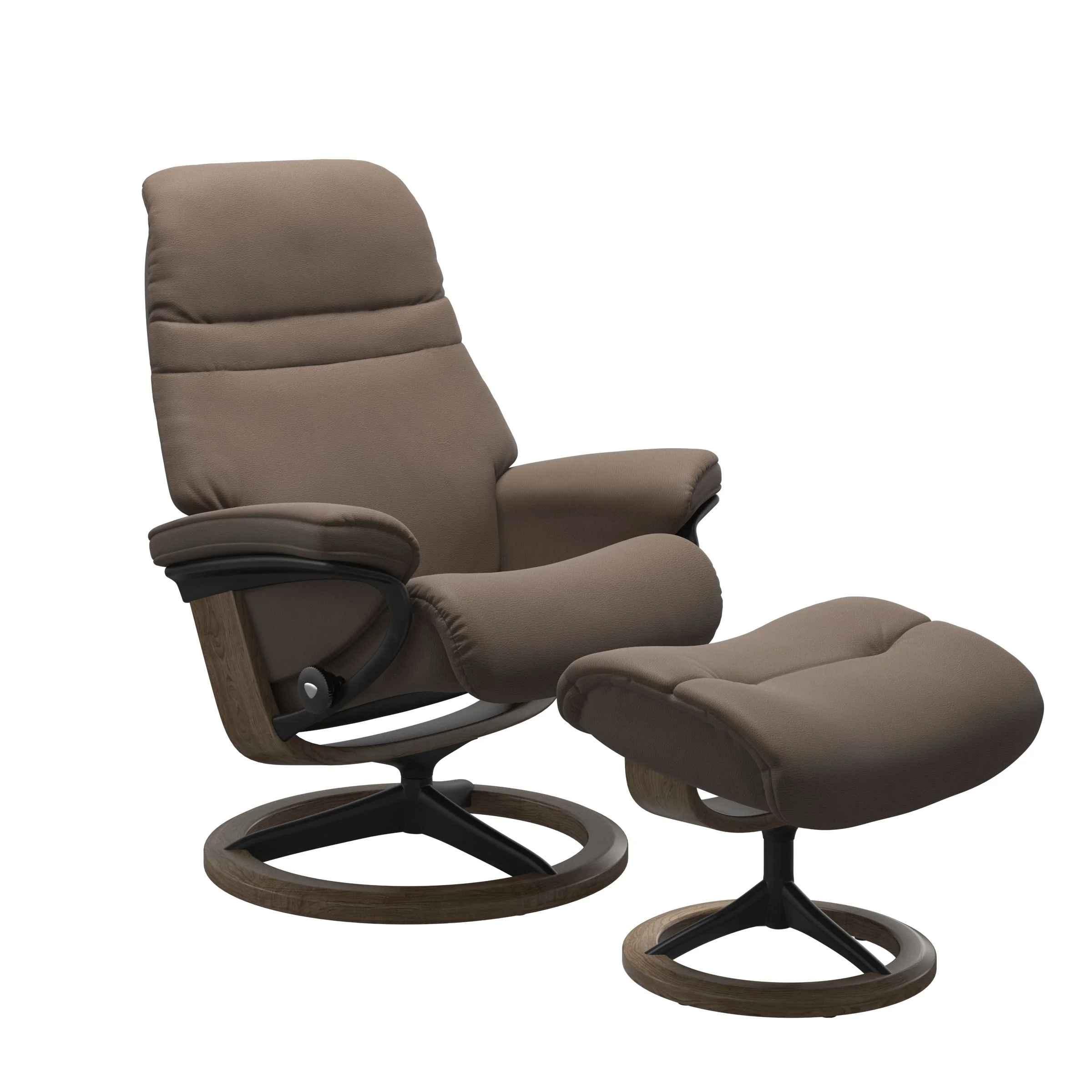 Stressless Sunrise Signature Sessel mit Hocker M Leder Batick Mole Mattschwarz