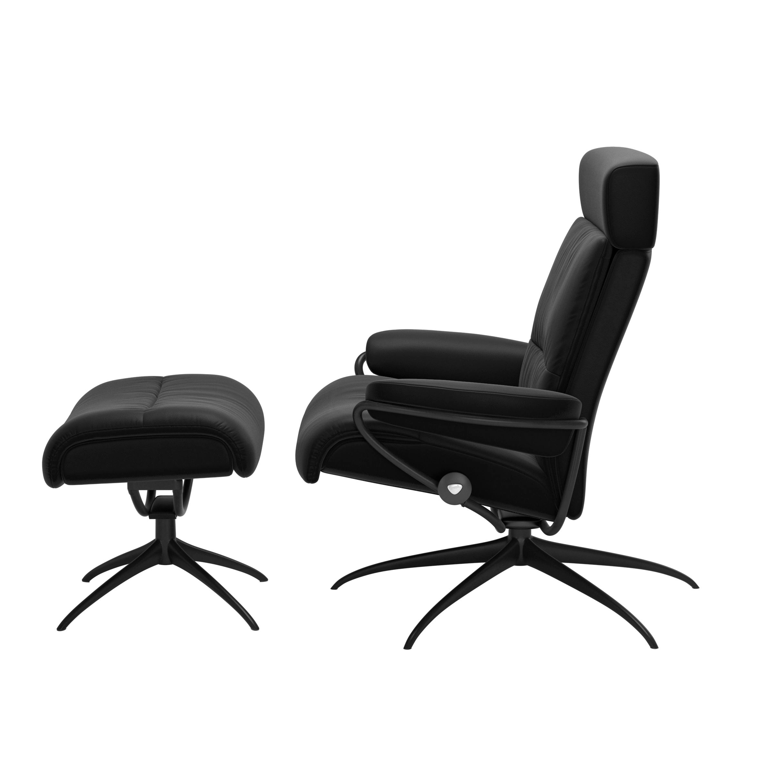 Stressless Tokyo Star-Gestell verstellbare Kopfstütze M Leder Paloma Black Mattschwarz