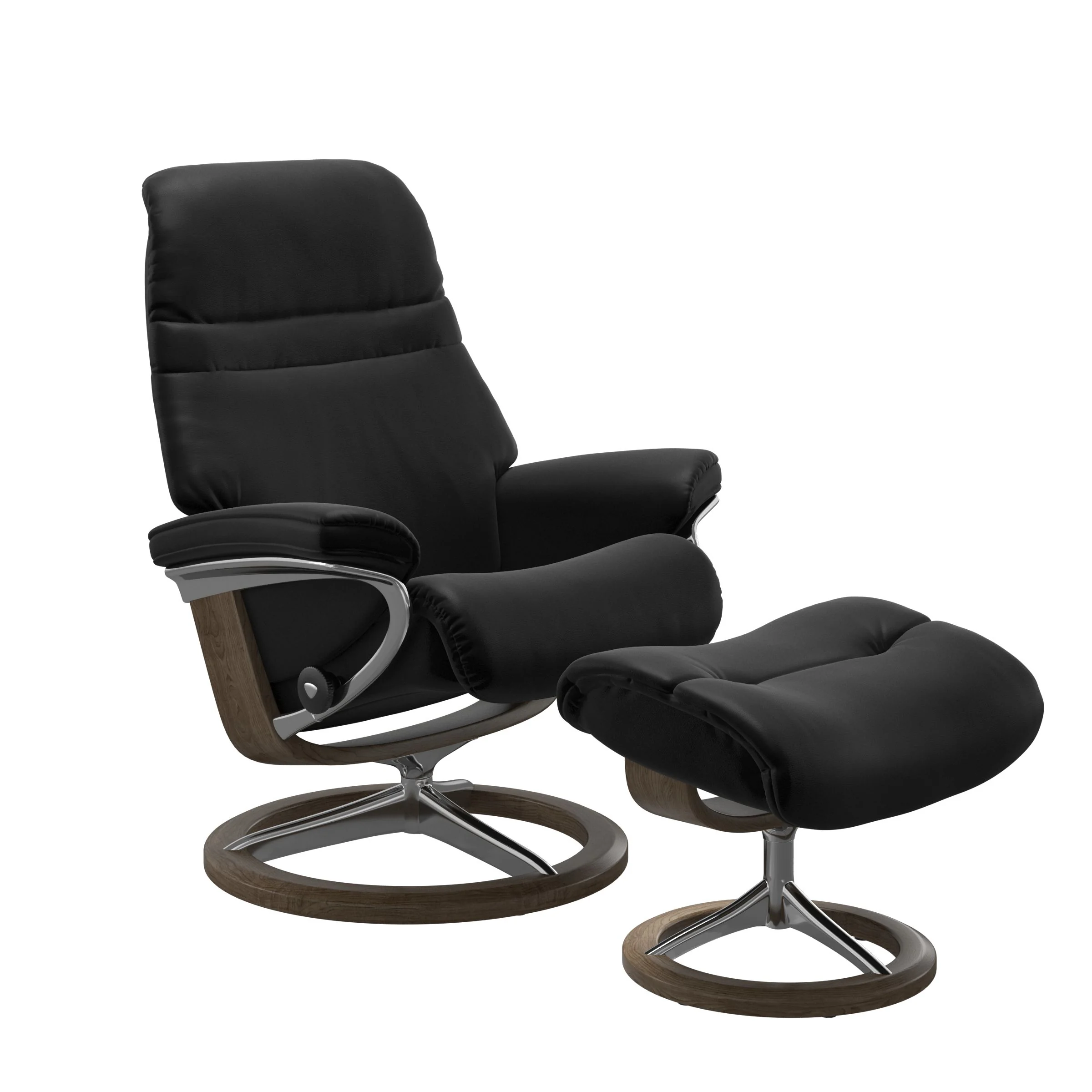 Stressless Sunrise Signature Sessel mit Hocker M Leder Batick Black Chrom