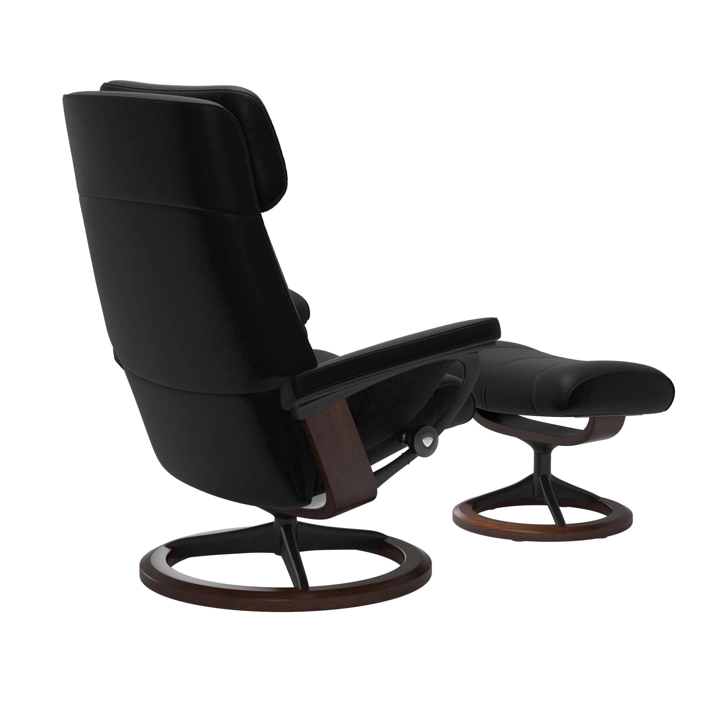 Stressless Paul Signature Sessel mit Hocker M Leder Batick Black Braun Mattschwarz