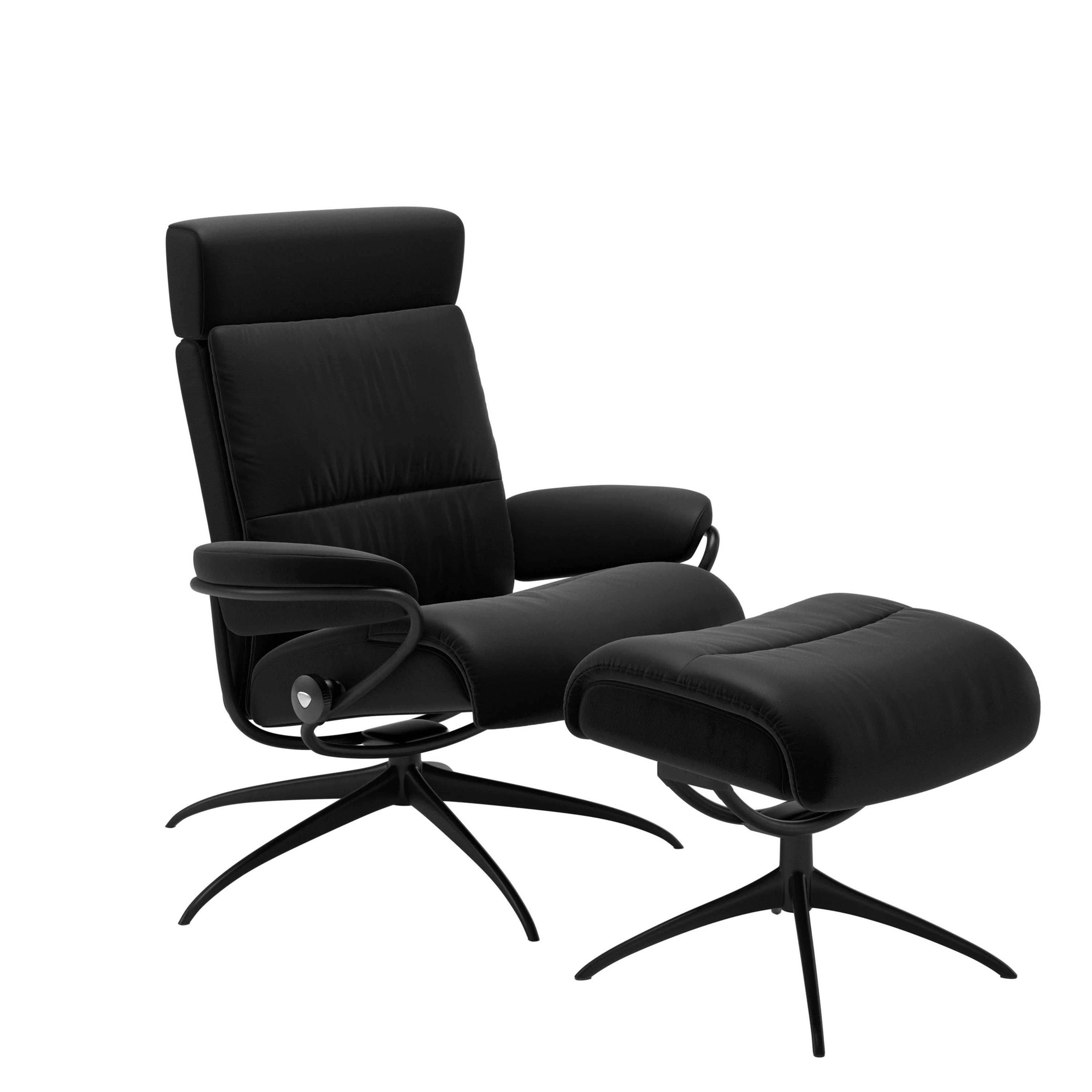 Stressless Tokyo Star-Gestell verstellbare Kopfstütze M Leder Paloma Black Mattschwarz