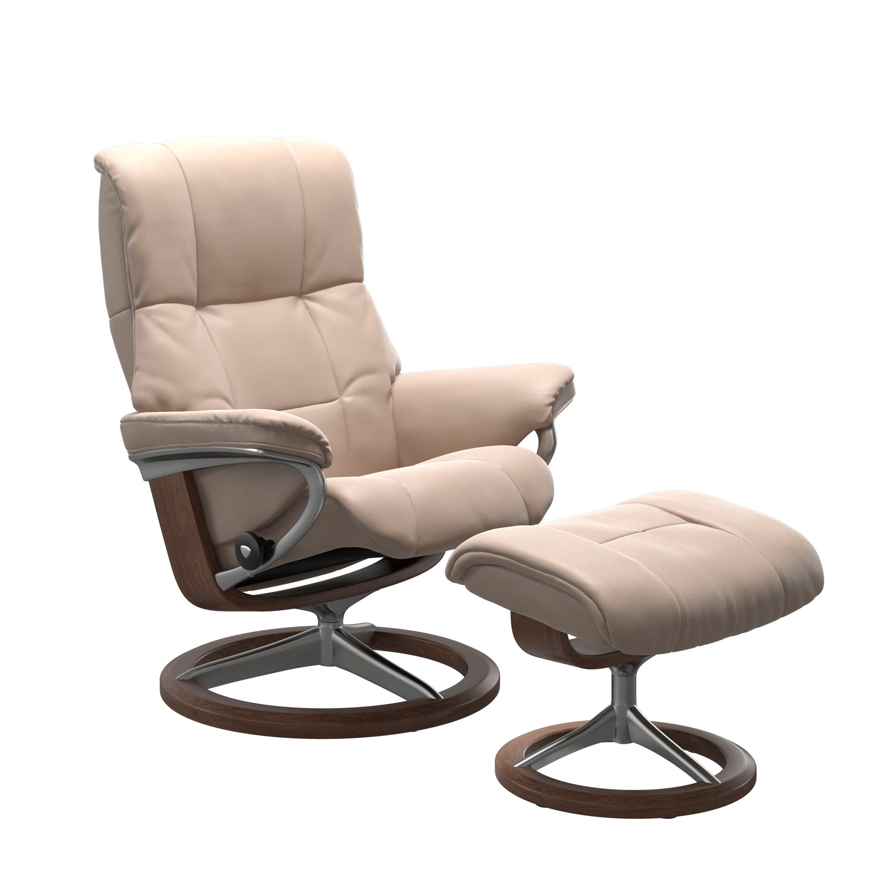Stressless Mayfair Signature Sessel mit Hocker M Leder Cori Vanilla Walnuss Chrom