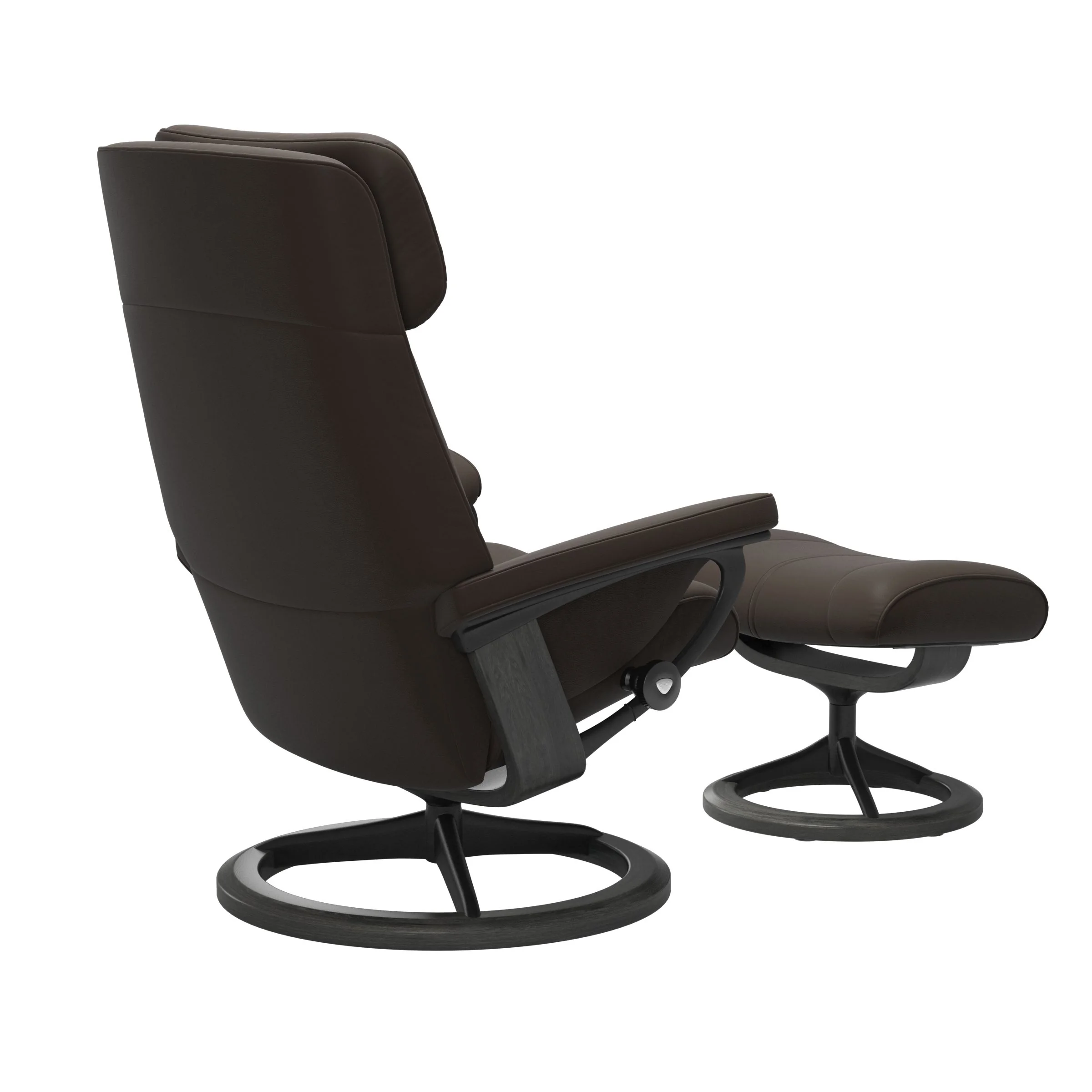 Stressless Paul Signature Sessel mit Hocker M Leder Batick Grau Mattschwarz