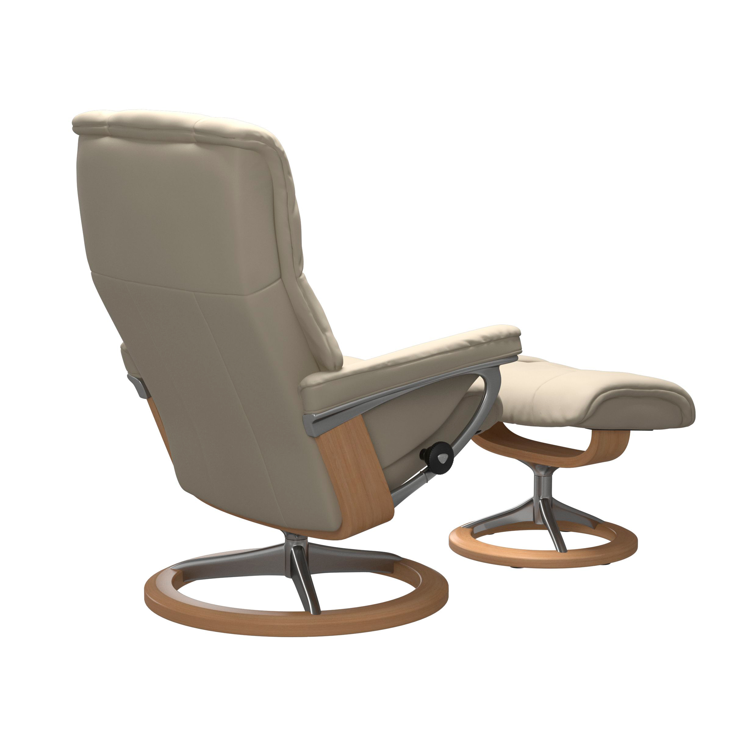 Stressless Mayfair Signature Sessel mit Hocker M Leder Batick Cream Eiche Chrom