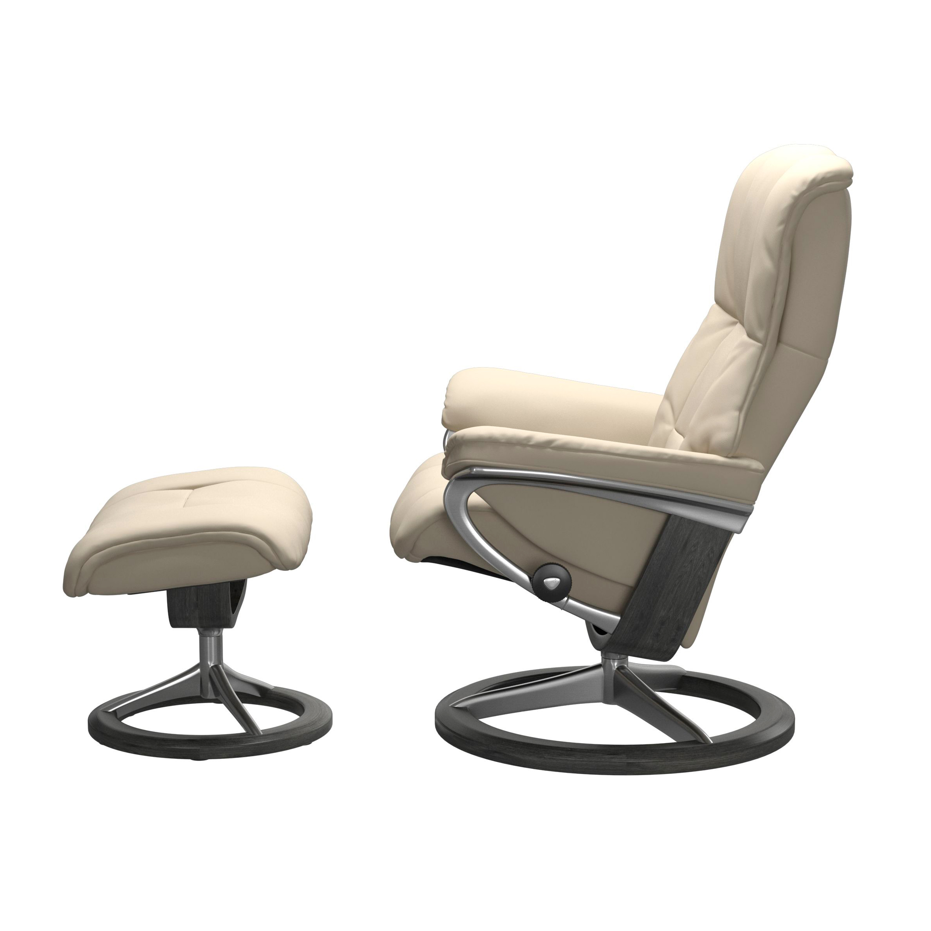 Stressless Mayfair Signature Sessel mit Hocker M Leder Batick Cream Grau Chrom