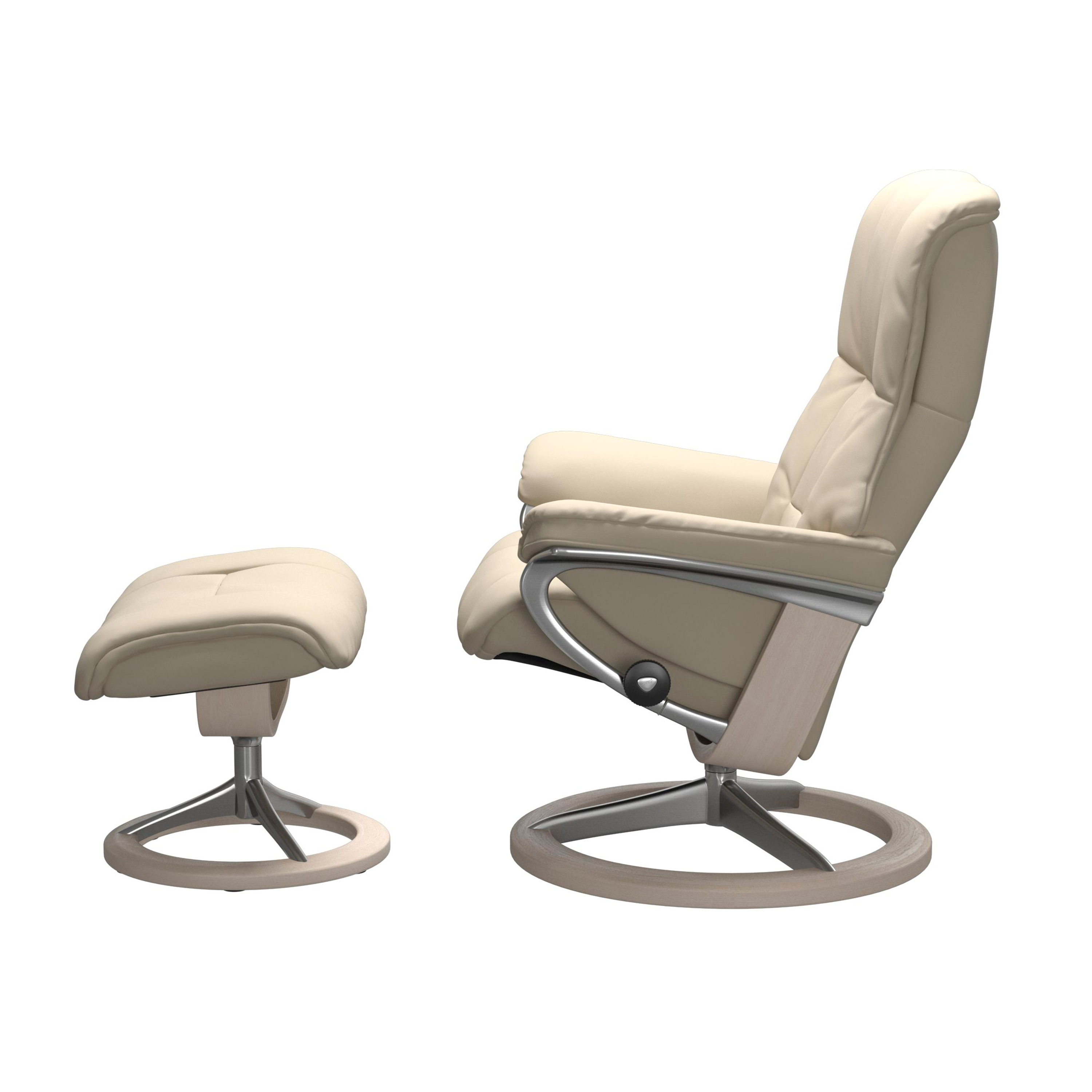 Stressless Mayfair Signature Sessel mit Hocker M Leder Batick Cream Whitewash Chrom