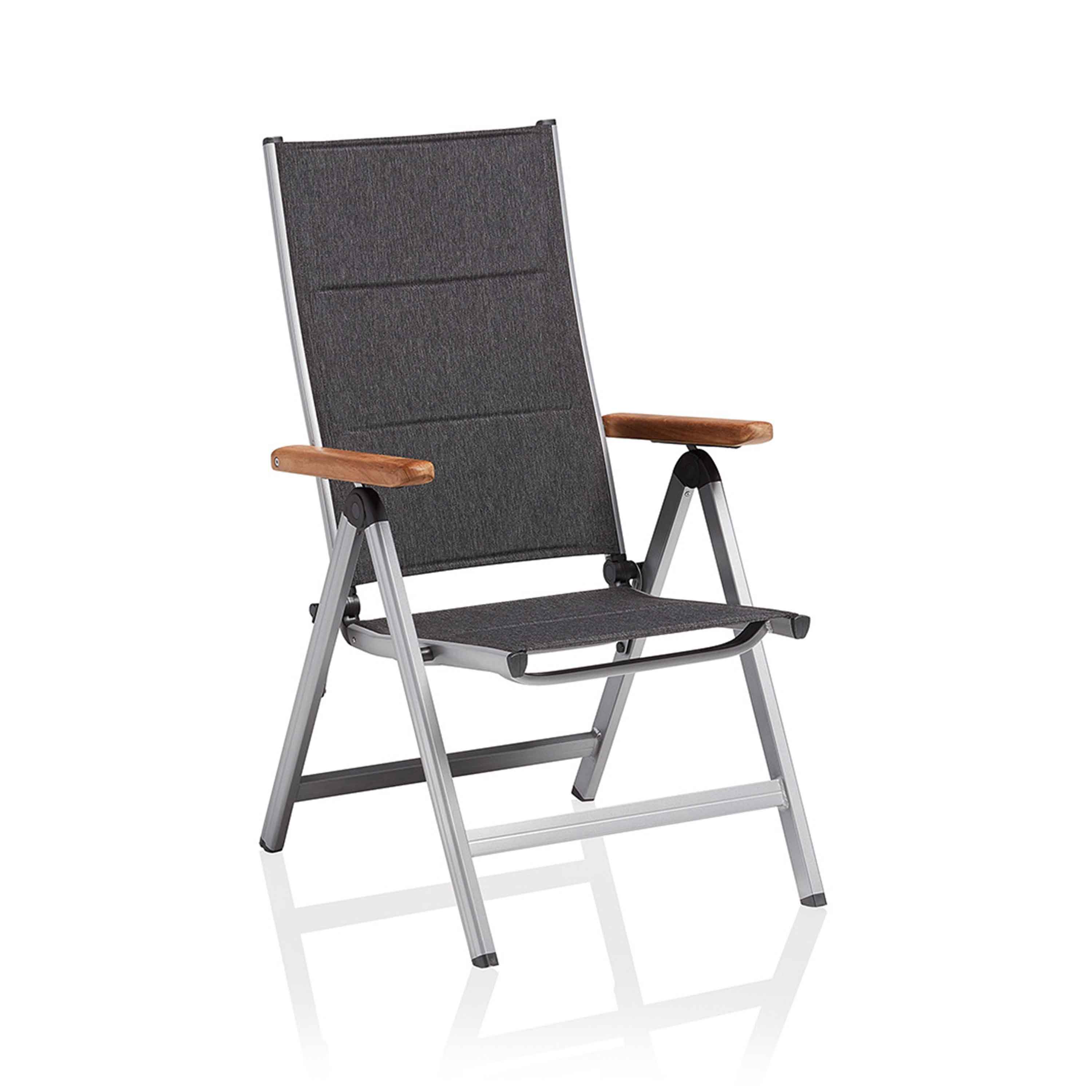Kettler Gartensessel Granada Padded Multipositionssessel Armlehne Teak Silber/Anthrazit Meliert Kettler Gartensessel Granada Padded Multipositionssessel Armlehne Teak Silber/Anthrazit Meliert