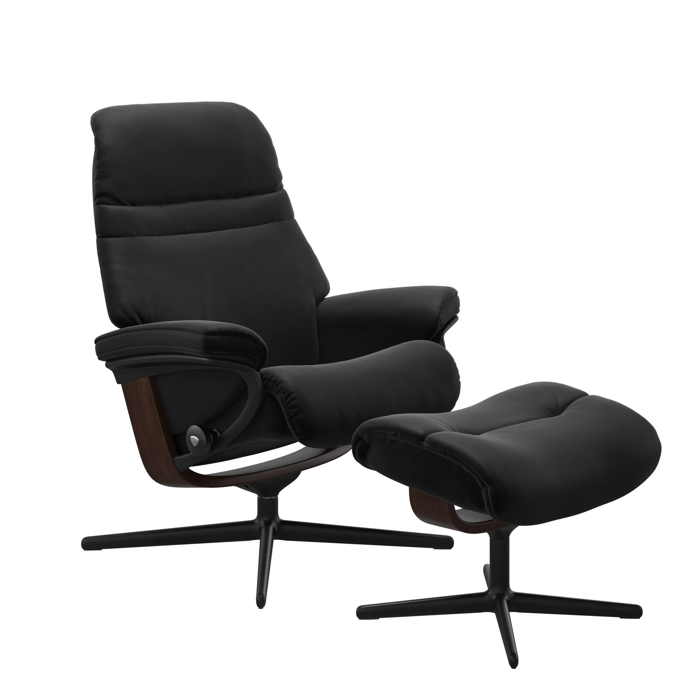 Stressless Sunrise Cross Sessel mit Hocker M Leder Paloma Black Braun Mattschwarz