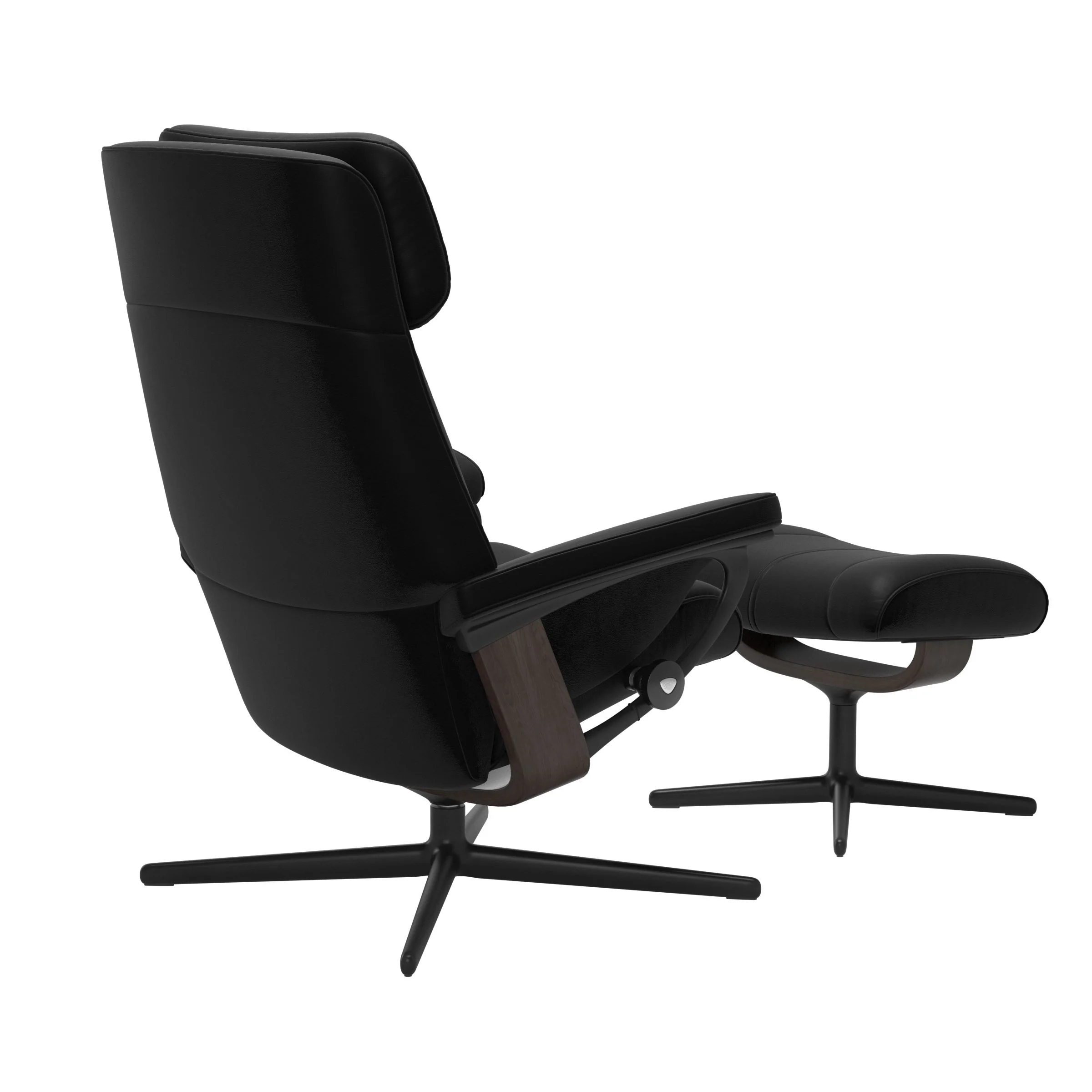 Stressless Paul Cross Sessel mit Hocker M Leder Batick Black Wenge Mattschwarz