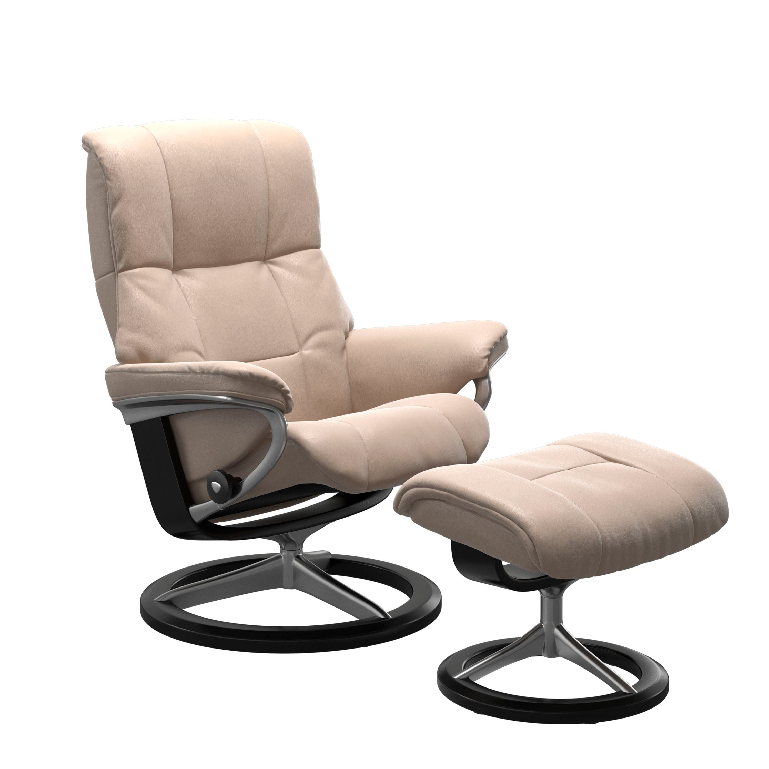 Stressless Mayfair Signature Sessel mit Hocker M Leder Cori Vanilla Schwarz Chrom
