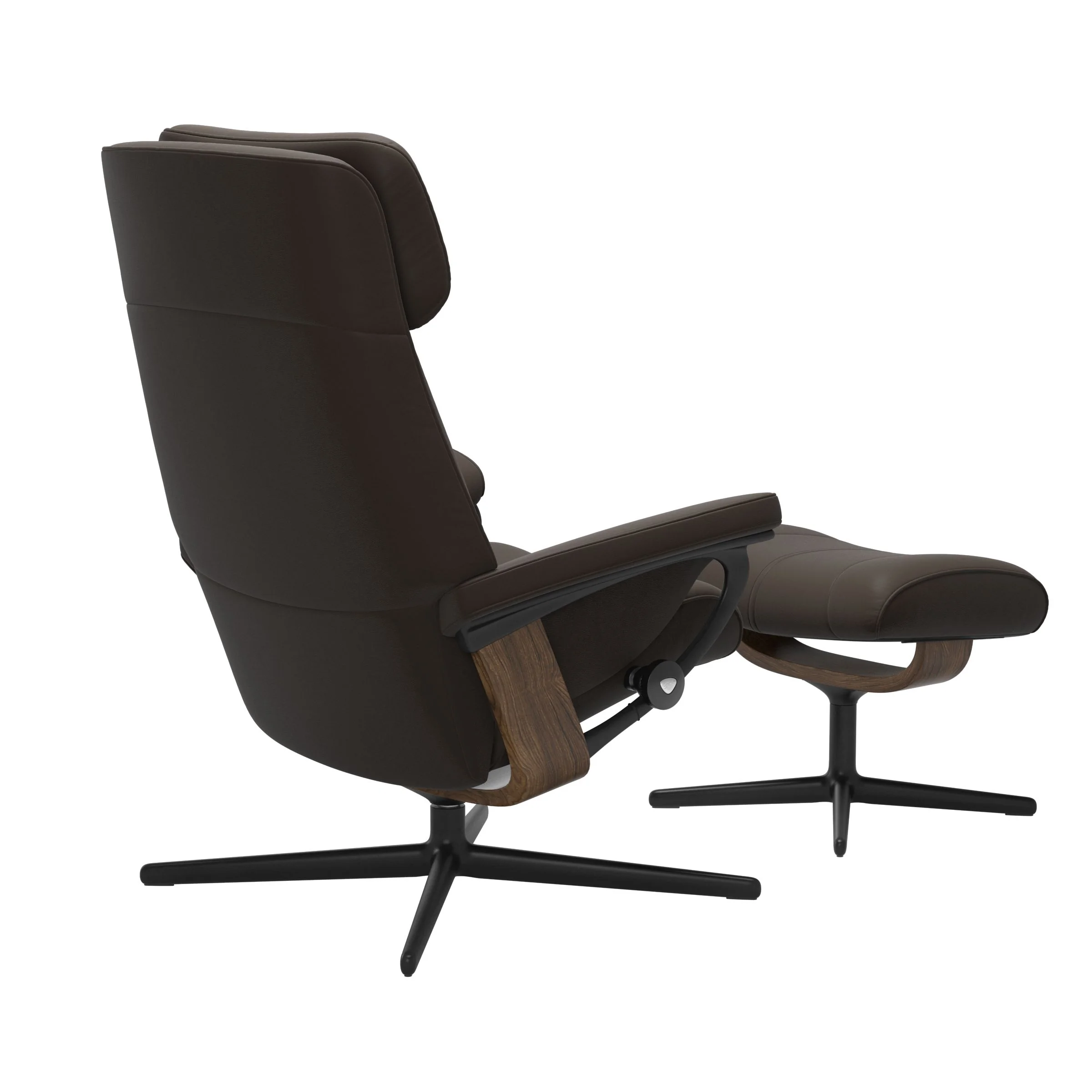 Stressless Paul Cross Sessel mit Hocker M Leder Batick Teak Mattschwarz