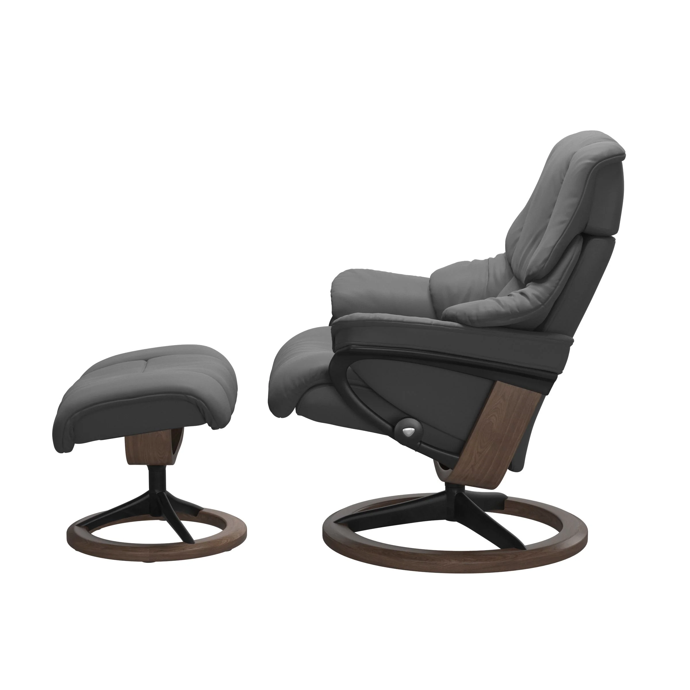 Stressless Reno Signature Sessel mit Hocker M Leder Batick Walnuss Mattschwarz