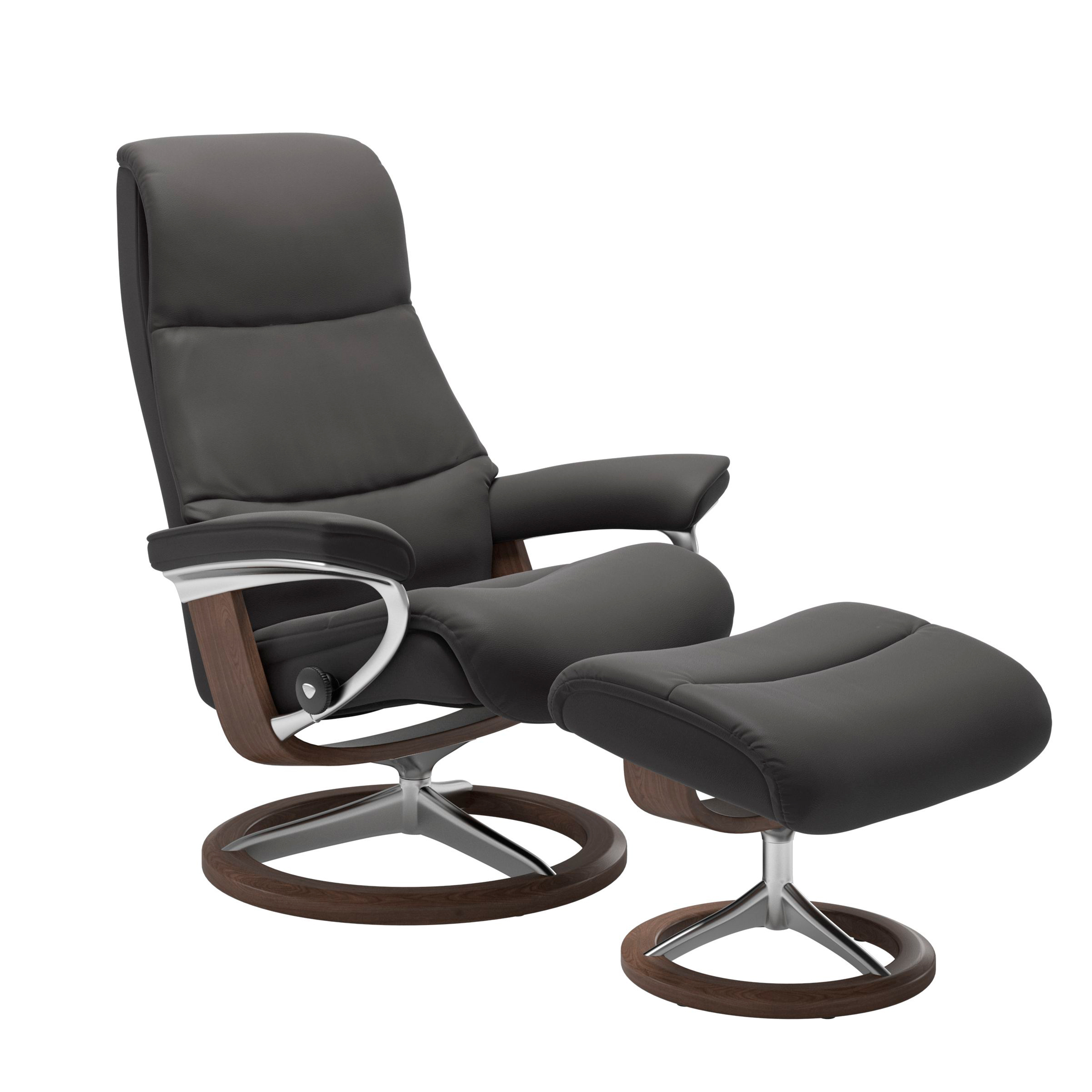 Stressless View Signature Sessel mit Hocker M Leder Paloma Rock Walnuss Chrom