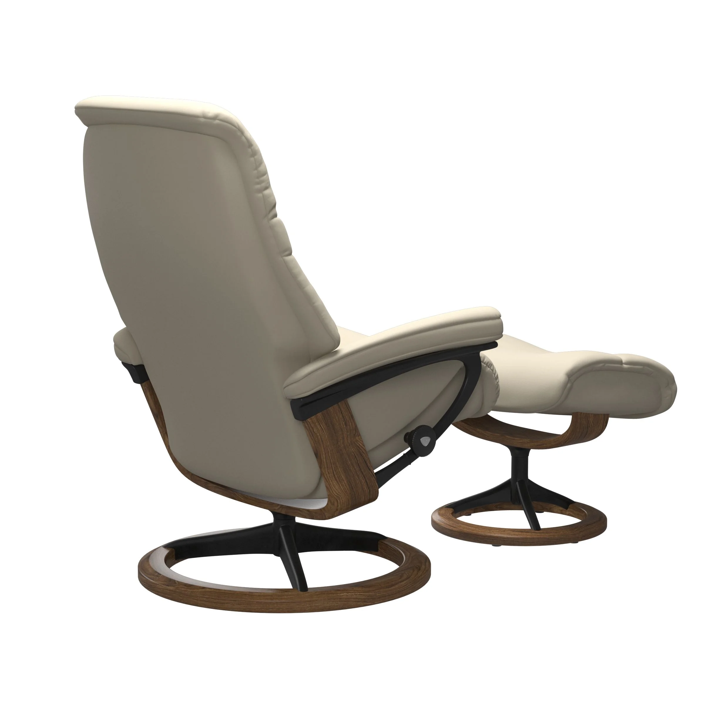 Stressless Sunrise Signature Sessel mit Hocker M Leder Batick Cream Teak Mattschwarz