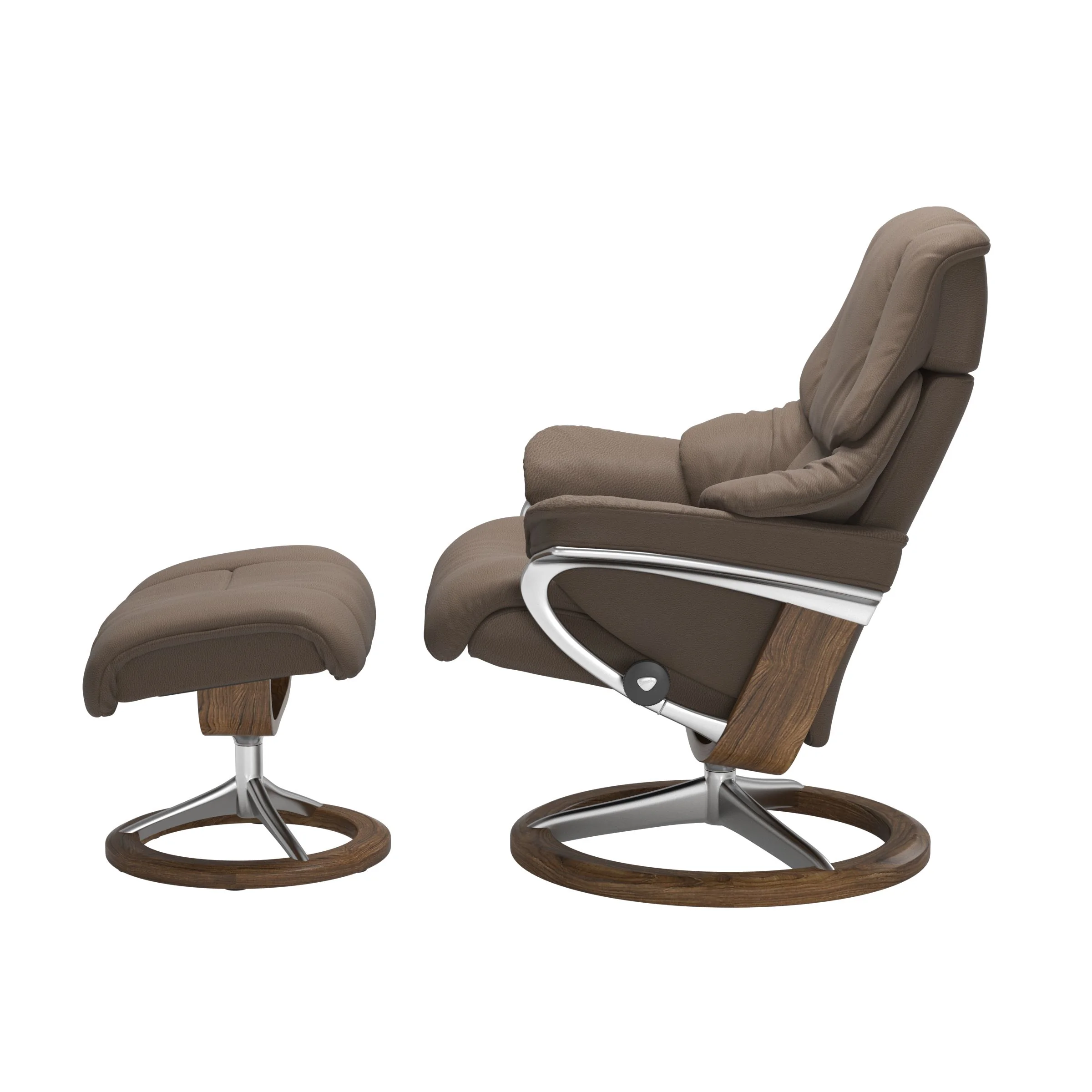 Stressless Reno Signature Sessel mit Hocker M Leder Batick Mole Teak Chrom