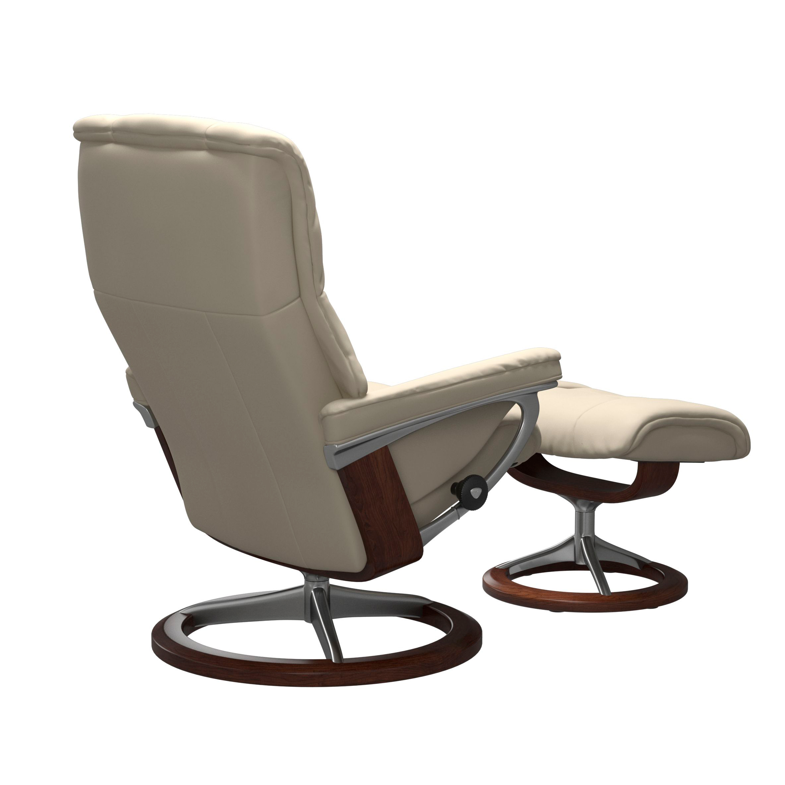 Stressless Mayfair Signature Sessel mit Hocker M Leder Batick Cream Braun Chrom