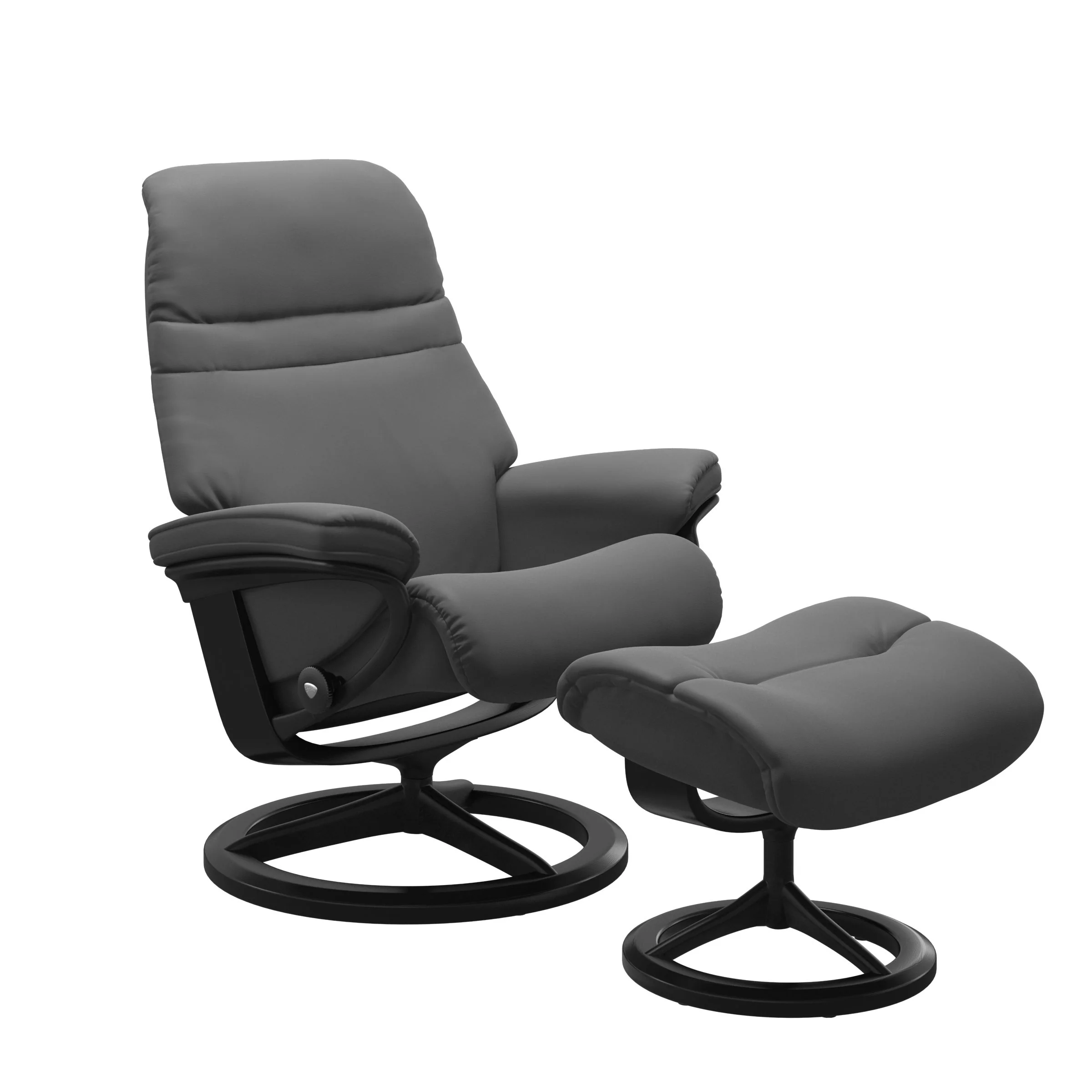 Stressless Sunrise Signature Sessel mit Hocker M Leder Batick Schwarz Mattschwarz