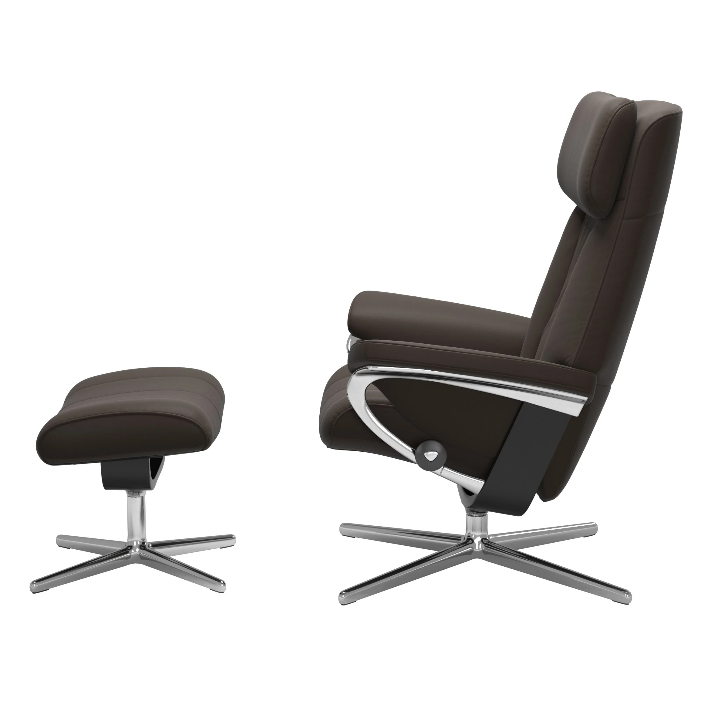 Stressless Paul Cross Sessel mit Hocker M Leder Batick Schwarz Chrom