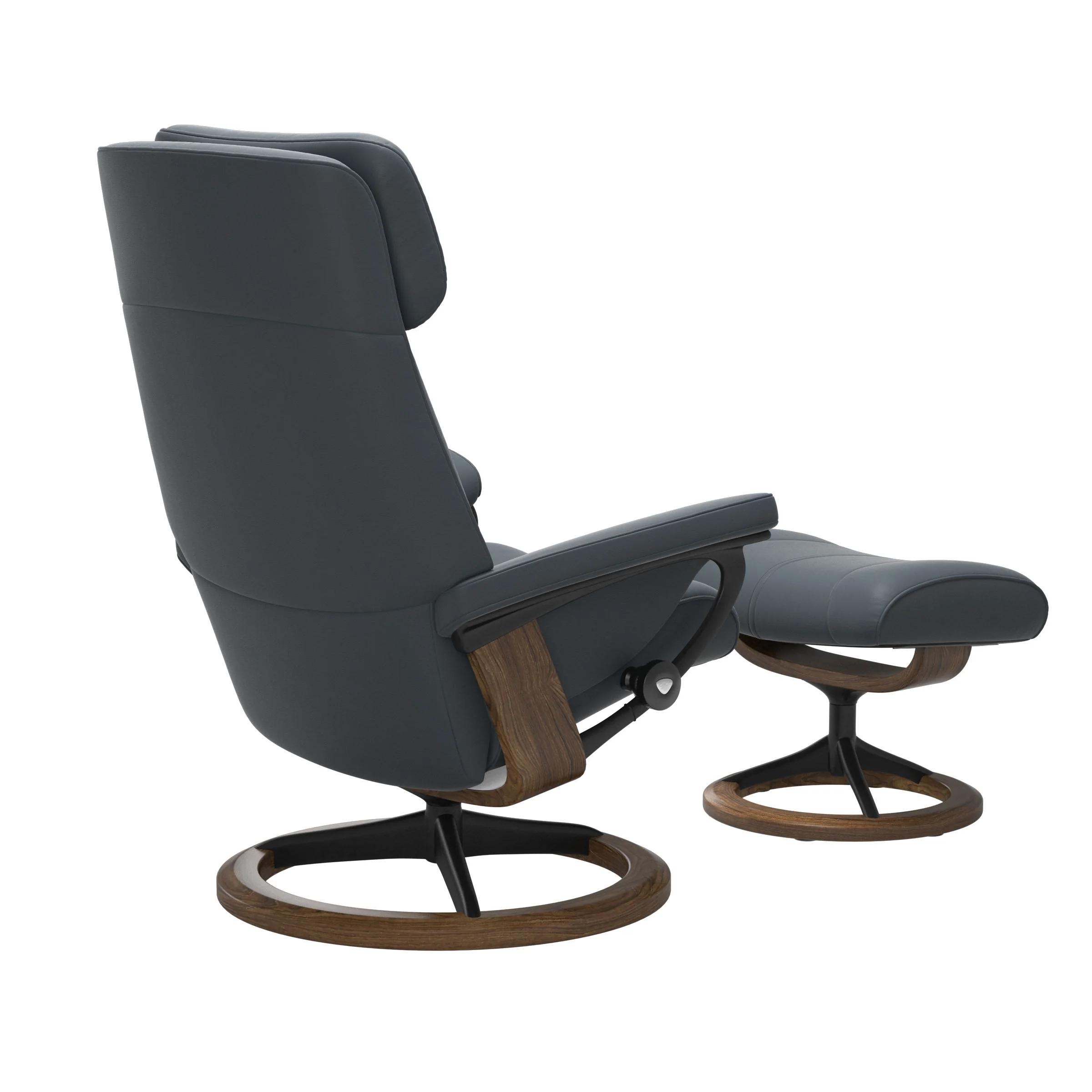 Stressless Paul Signature Sessel mit Hocker M Leder Batick Teak Mattschwarz