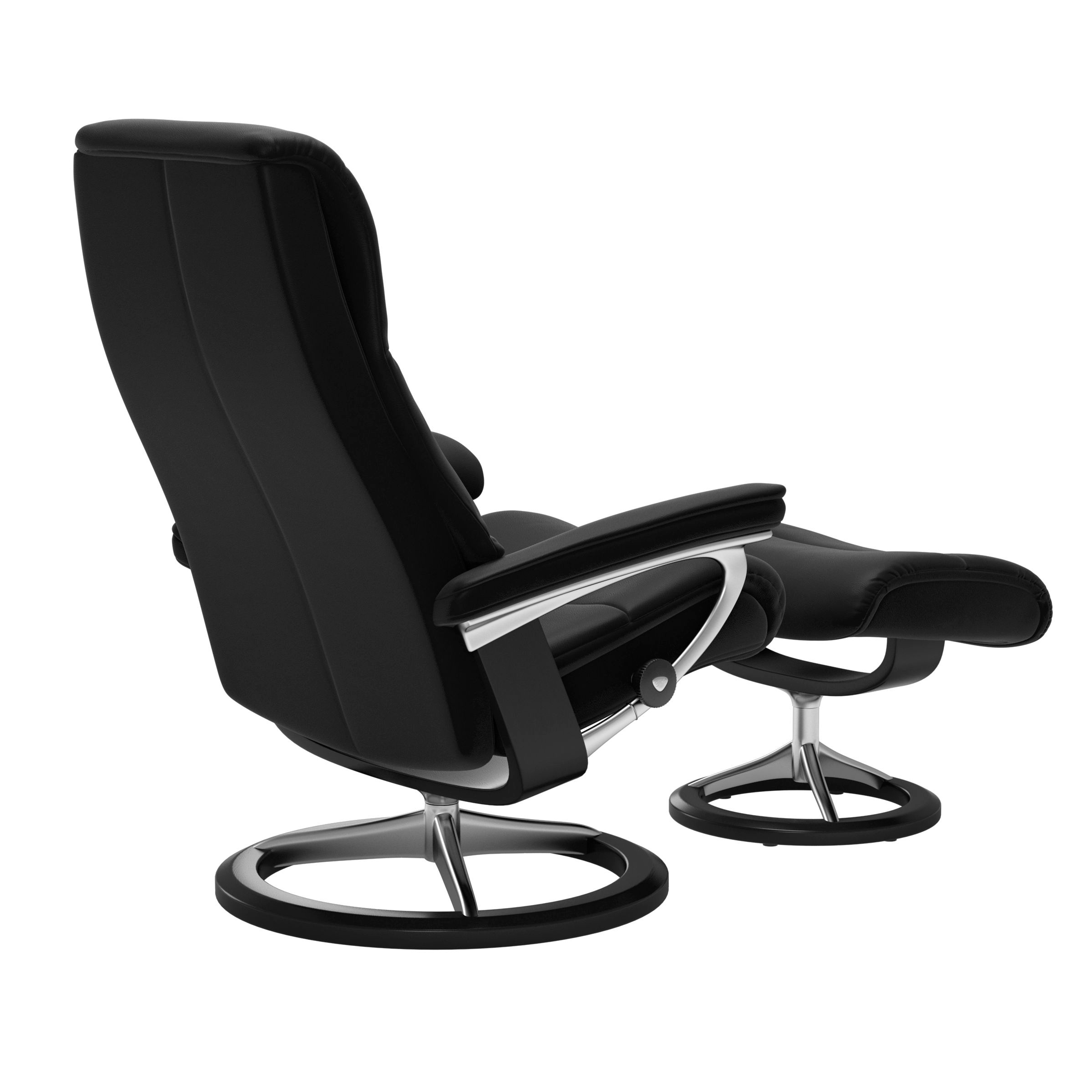 Stressless View Signature Sessel mit Hocker M Leder Paloma Black Schwarz Chrom