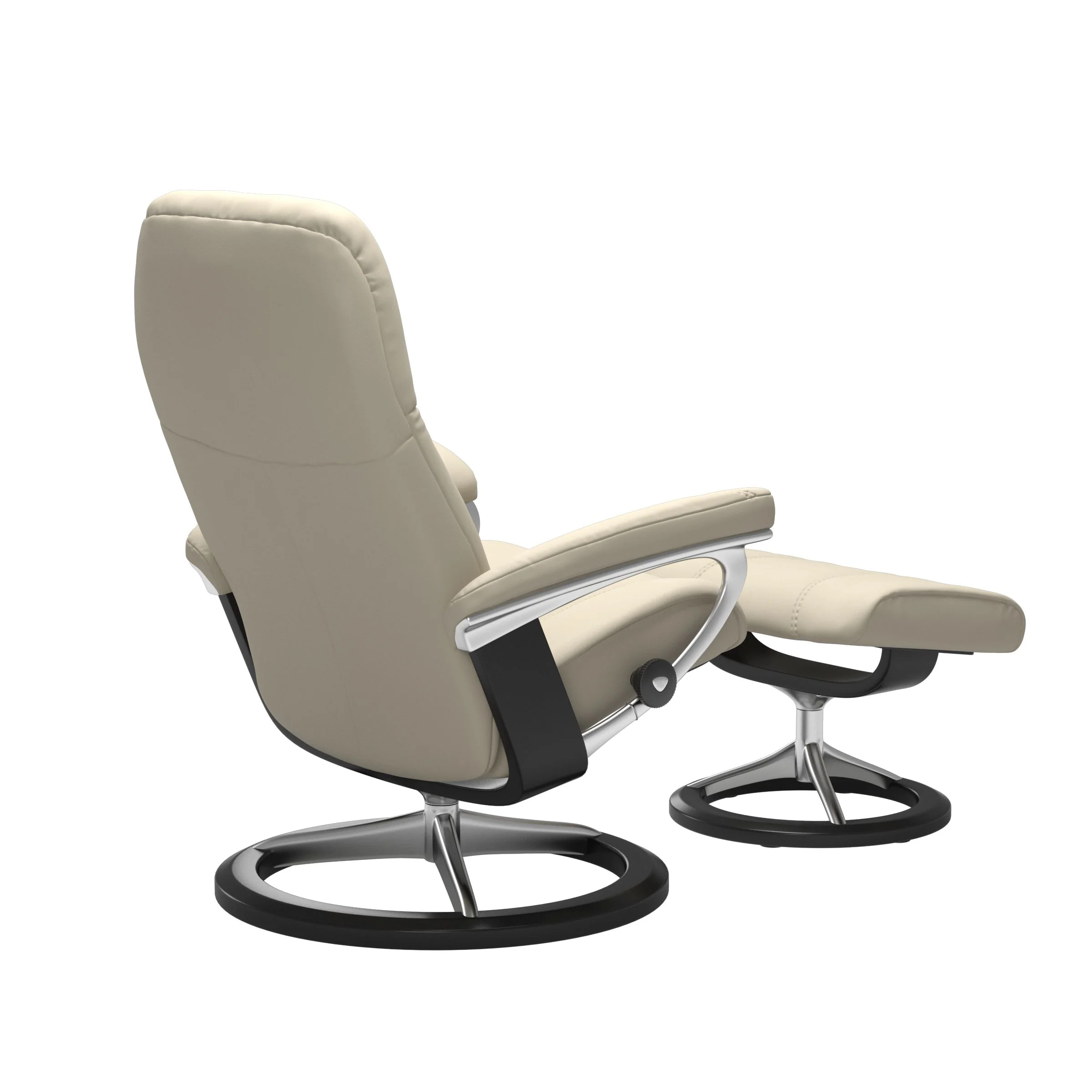 Stressless Consul Signature Sessel mit Hocker M Leder Batick Cream Schwarz Chrom