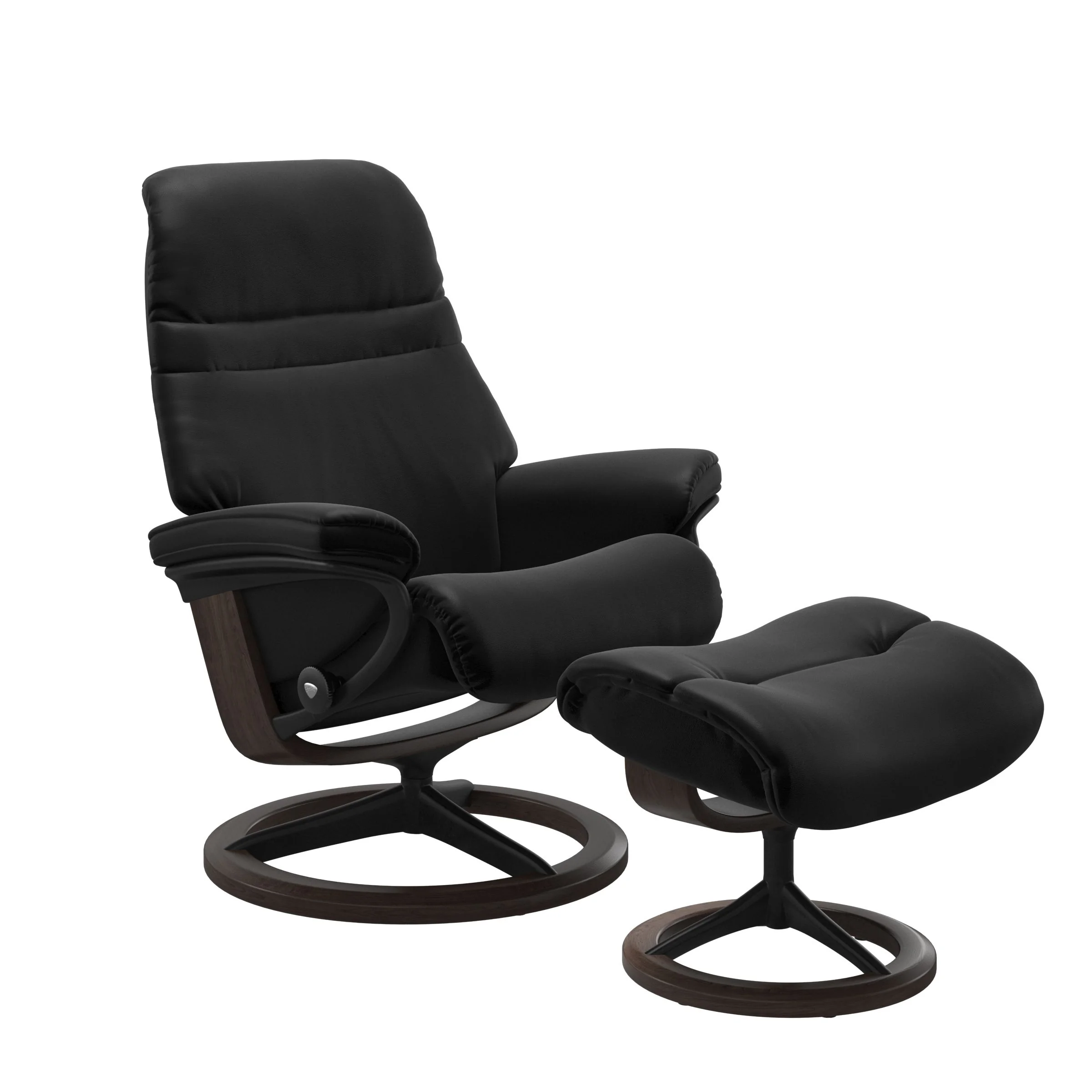 Stressless Sunrise Signature Sessel mit Hocker M Leder Batick Black Wenge Mattschwarz