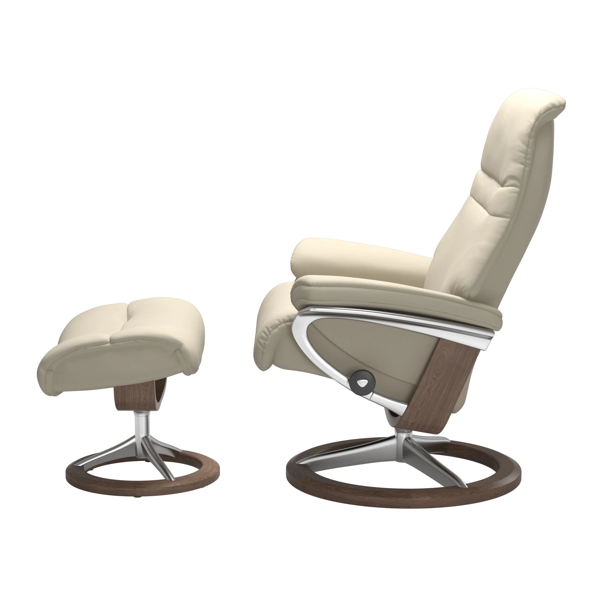 Stressless Sunrise Signature Sessel mit Hocker M Leder Batick Cream Walnuss Chrom