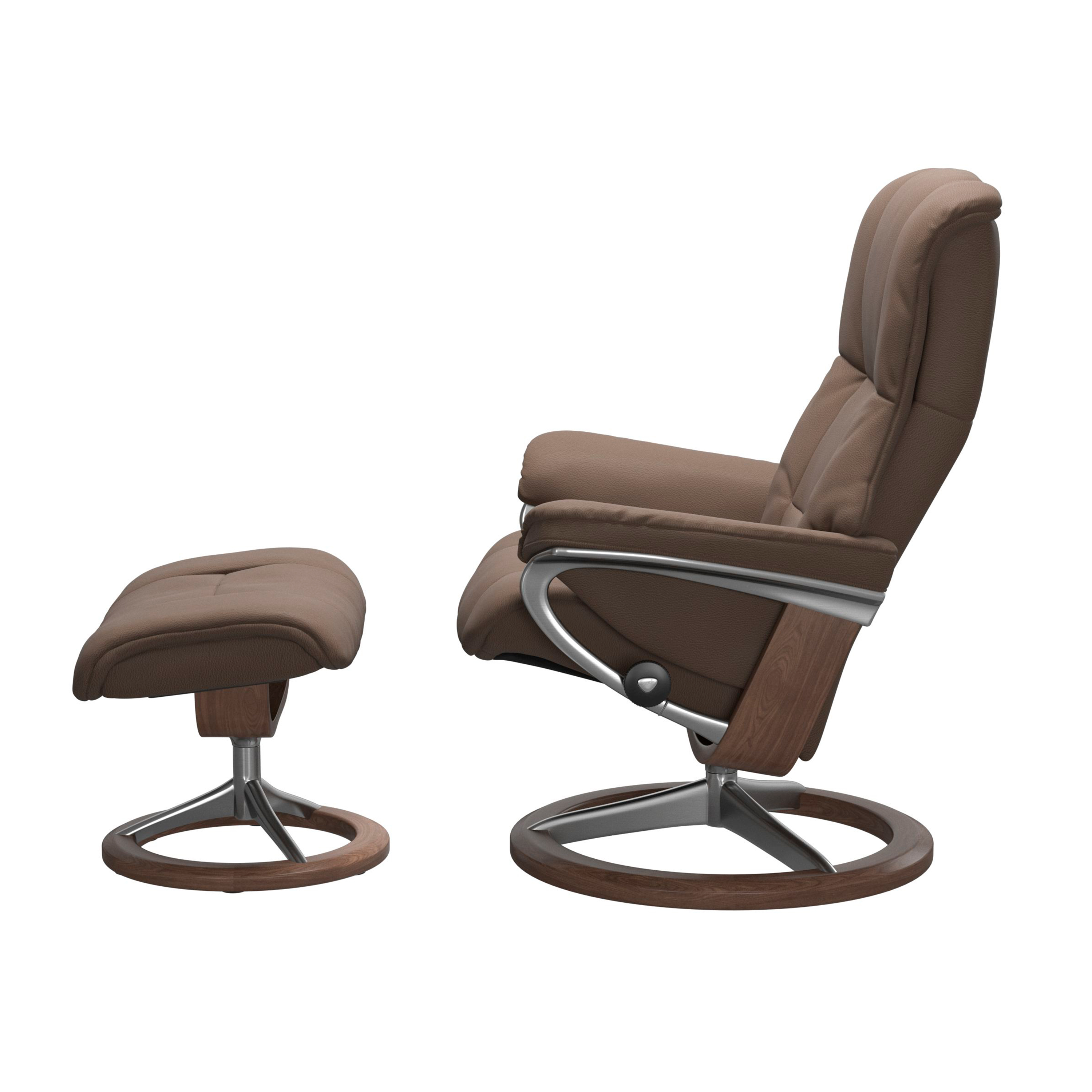 Stressless Mayfair Signature Sessel mit Hocker M Leder Batick Mole Walnuss Chrom