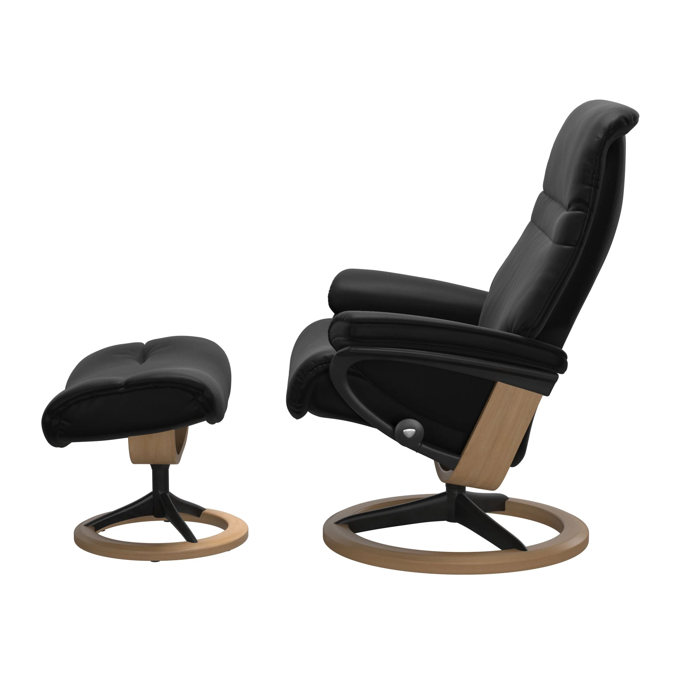 Stressless Sunrise Signature Sessel mit Hocker M Leder Batick Black Eiche Mattschwarz